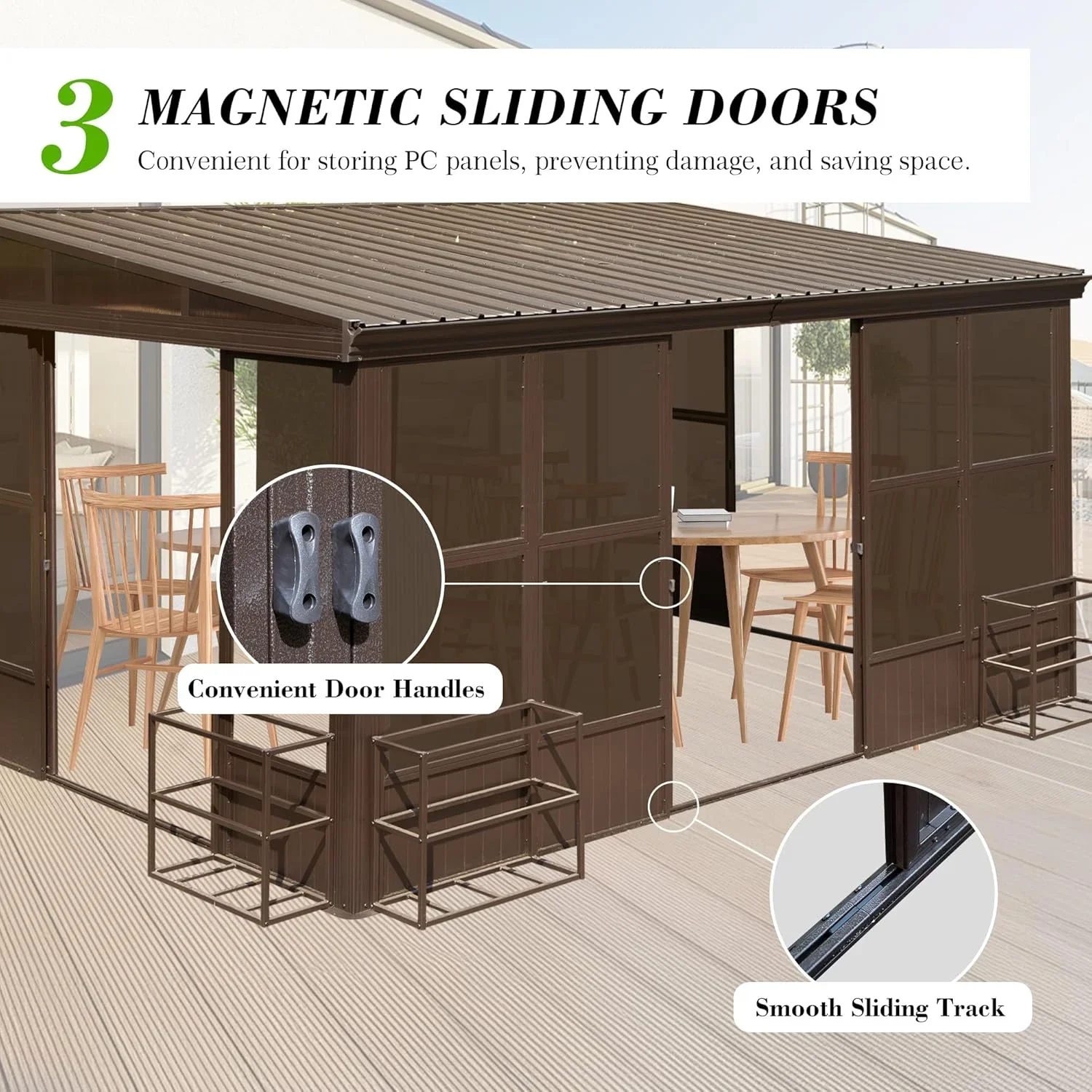 Domi Outdoor Living 10' x 12' Hardtop Lean-to Gazebo, Wall-Mounted with Galvanized Steel Roof Wall Pergola with Aluminum Frame, Curtains and Netting, for Patio, Deck, Garden, Backyard