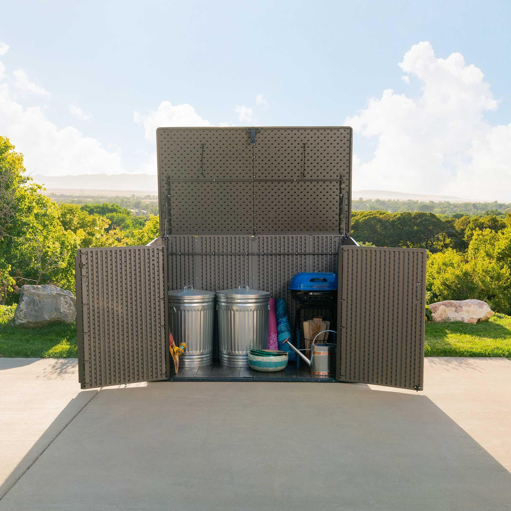 Lockable DIY Polyethylene Horizontal Storage Shed, 75 cubic ft., Light Brown (60341) - Image 7