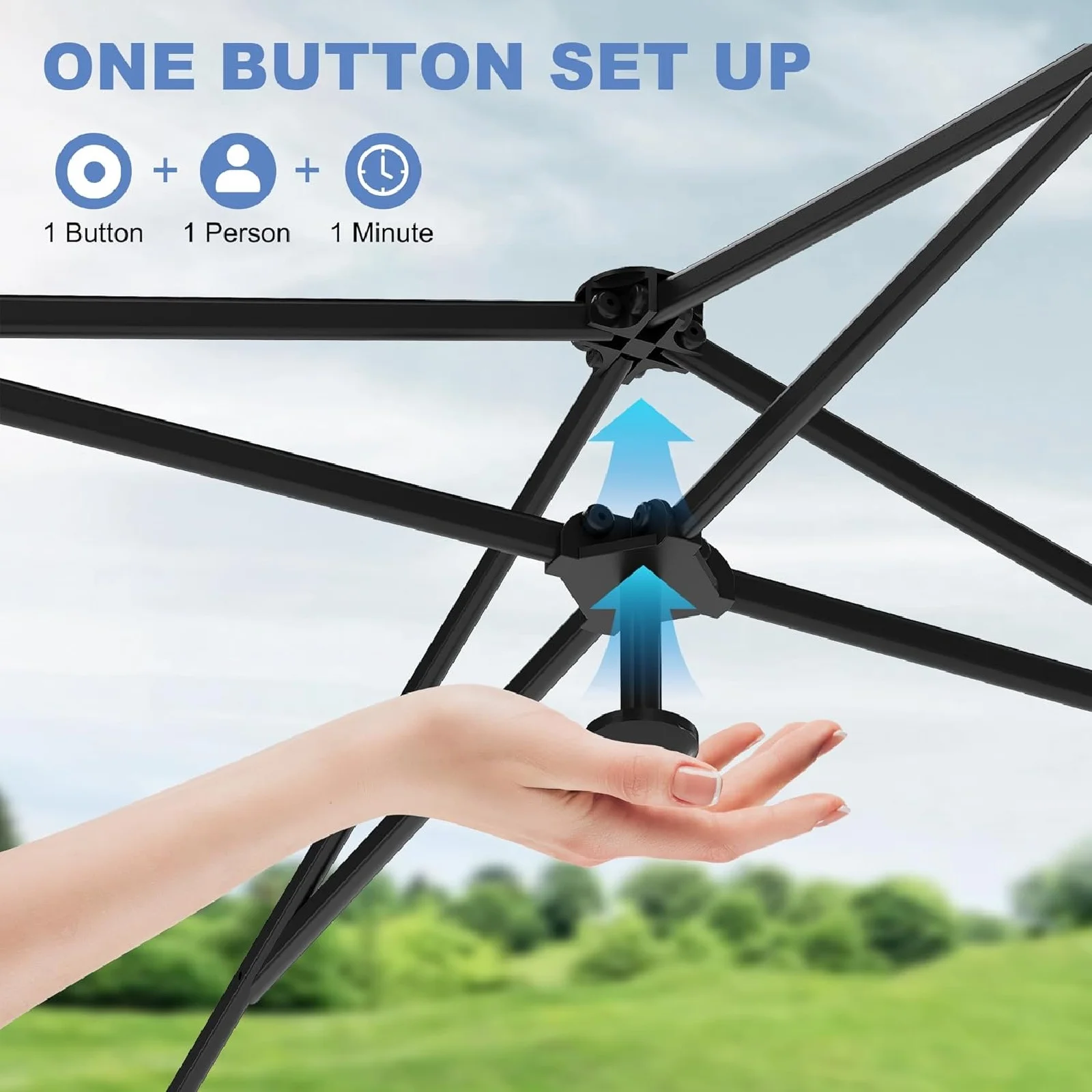 10x10FT Pop Up Canopy Tent, Folding Tent Shelter with 3 Removable Sidewalls, Easy Setup Outdoor Canopy, Height Adjustable Shelter Gazebos(10' x 10'/Blue) - Image 6