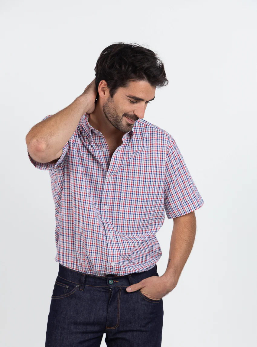 Chemise homme coton rouge doux