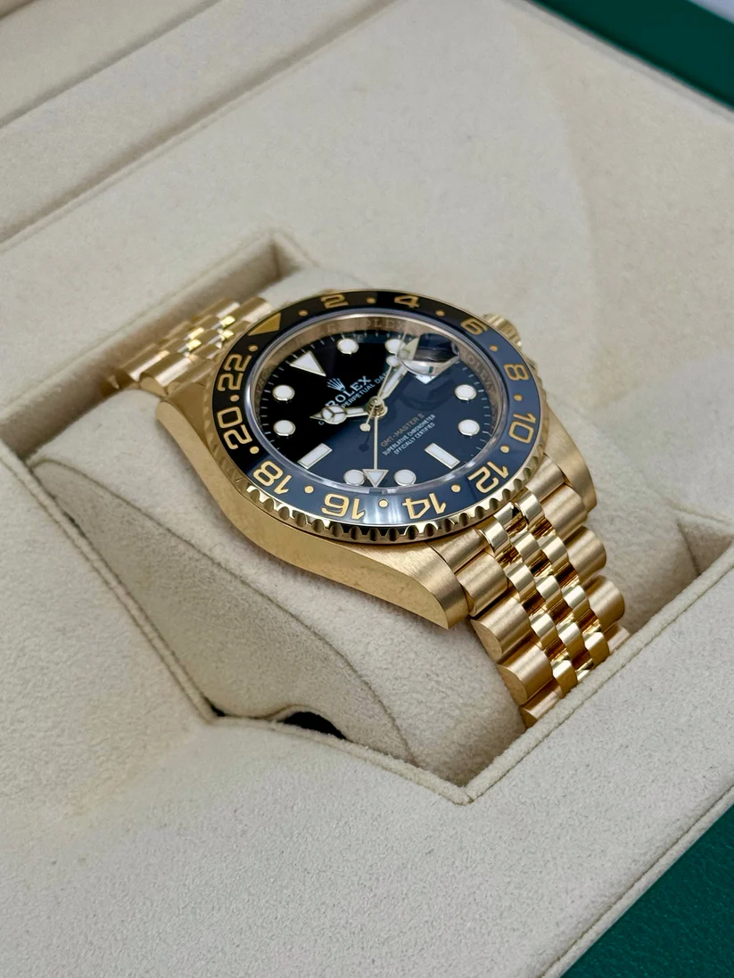 [Super Clone]RLX GMT-Master II 40mm 18k Yellow Gold Ceramic Bezel Black Dial Jubilee 126718grnr