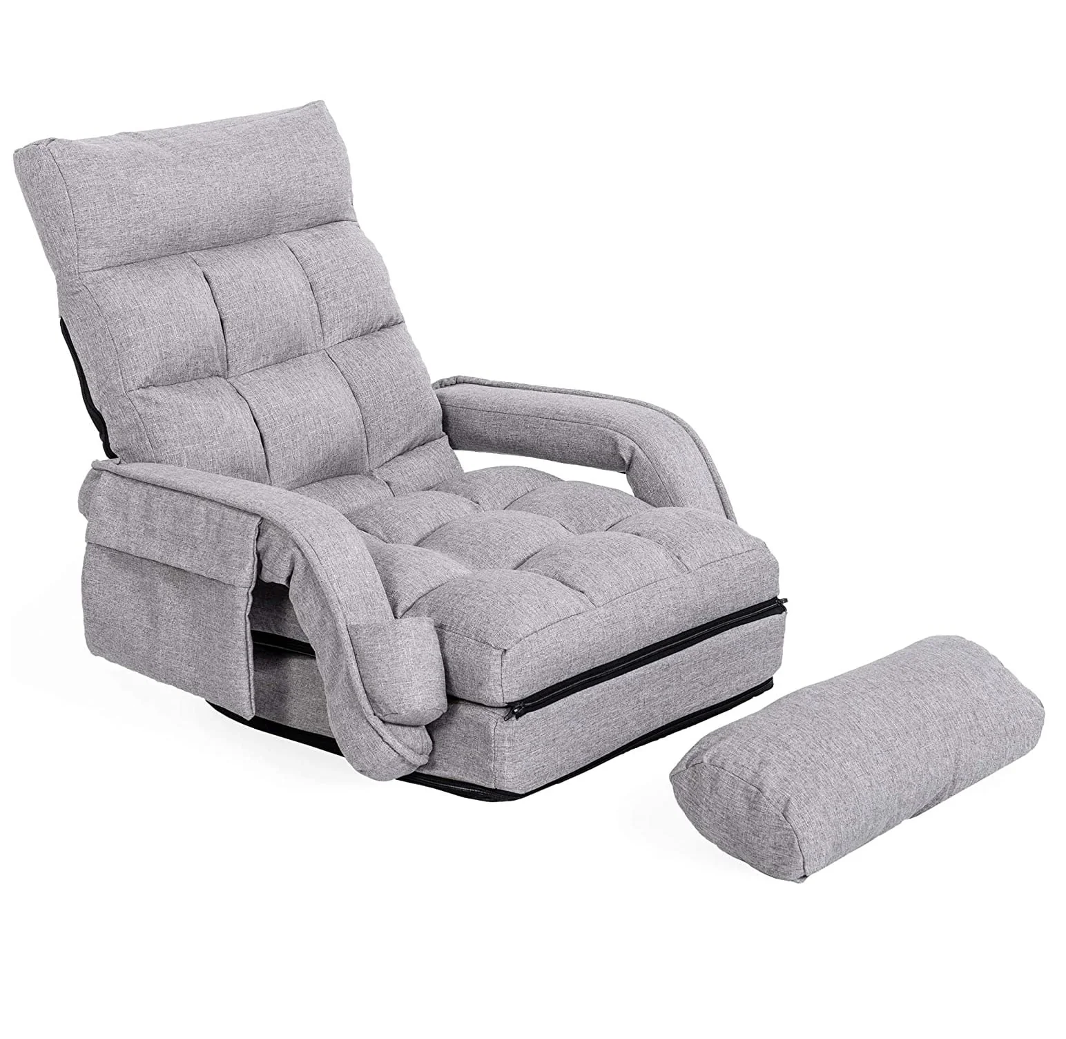 Prime Garden Floor Chair 6-Position Folding Gaming Chair for Meditation Indoor, Light Gray