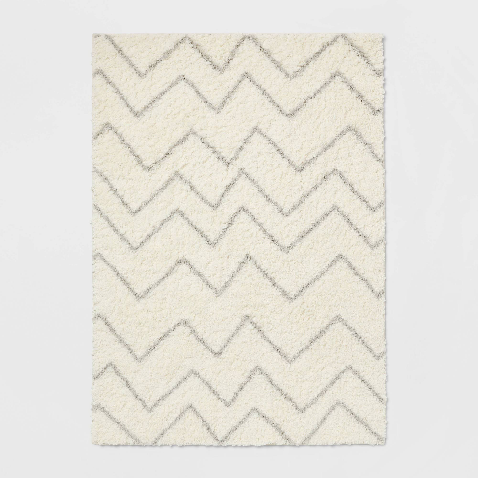 Pillowfort 5' x 7' Chevron Shag Area Rug Cream | Target