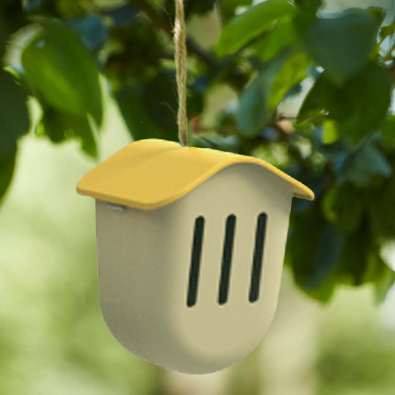 Sommerfuglhus 19 cm taupe gul