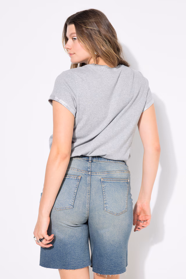 Ribbed classic cut silver print cuff shirt