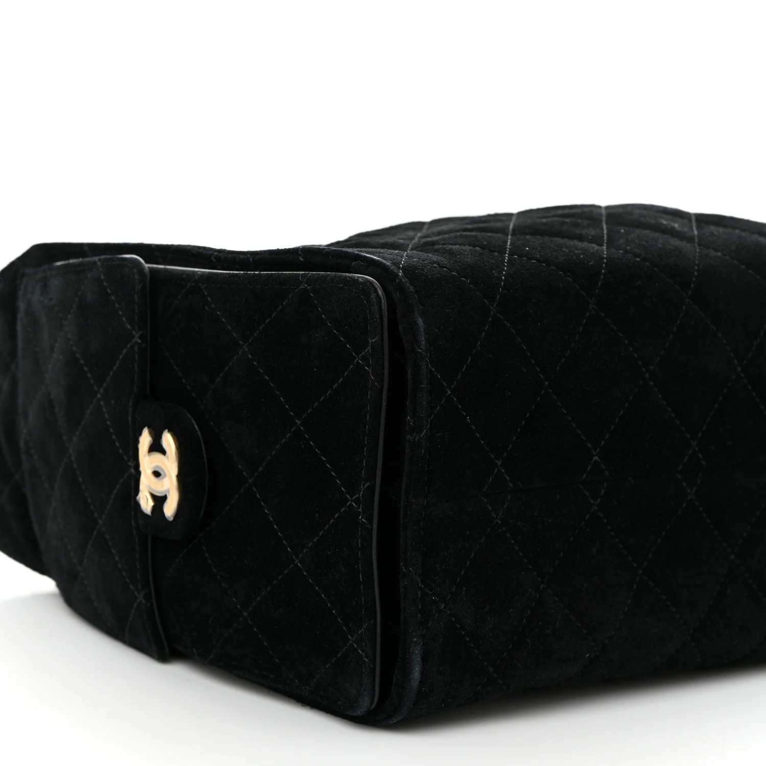 Suede Quilted Small Chanel 25 Handbag Black