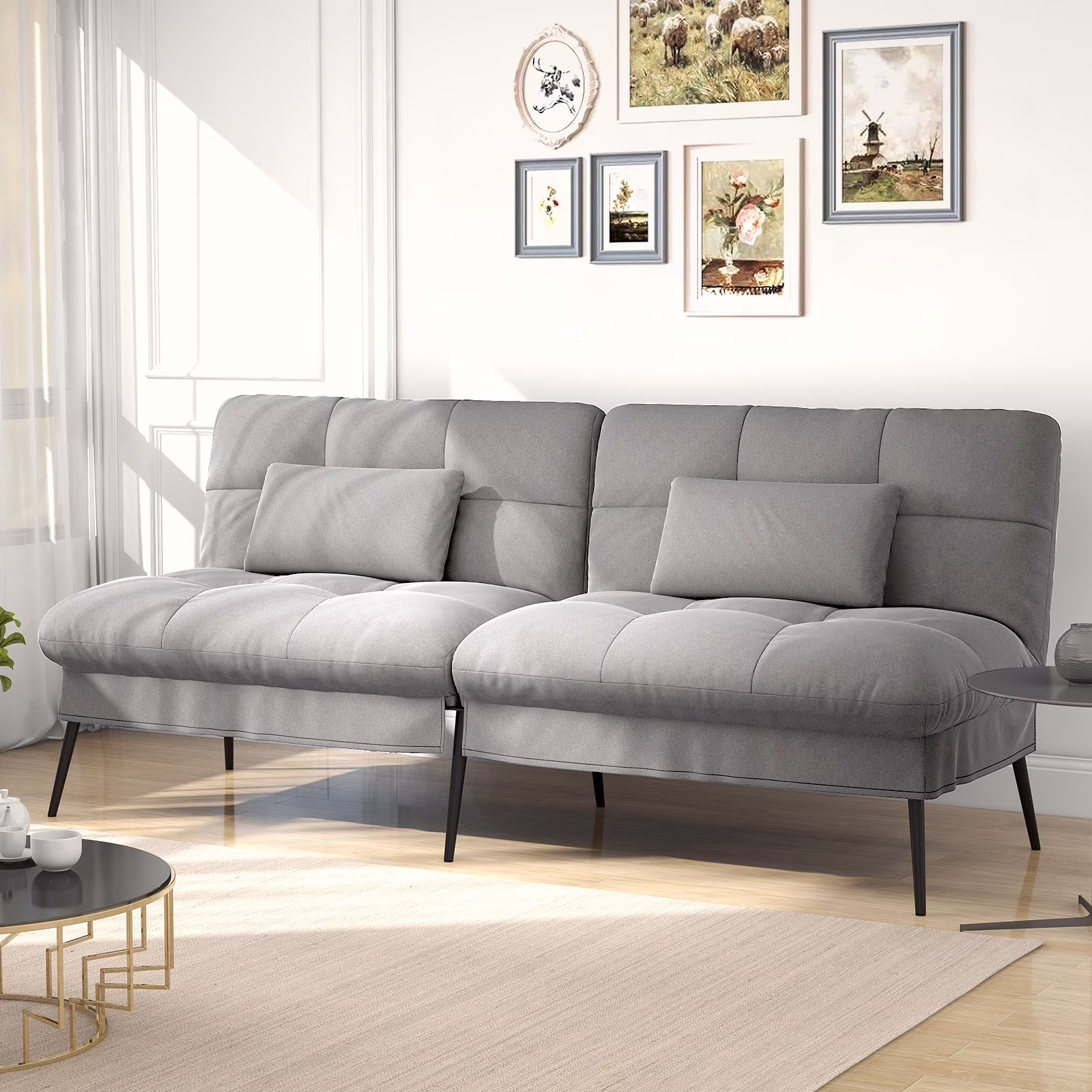 Cloud Comfort Convertible Futon Sofa Bed, Gray(Gray)