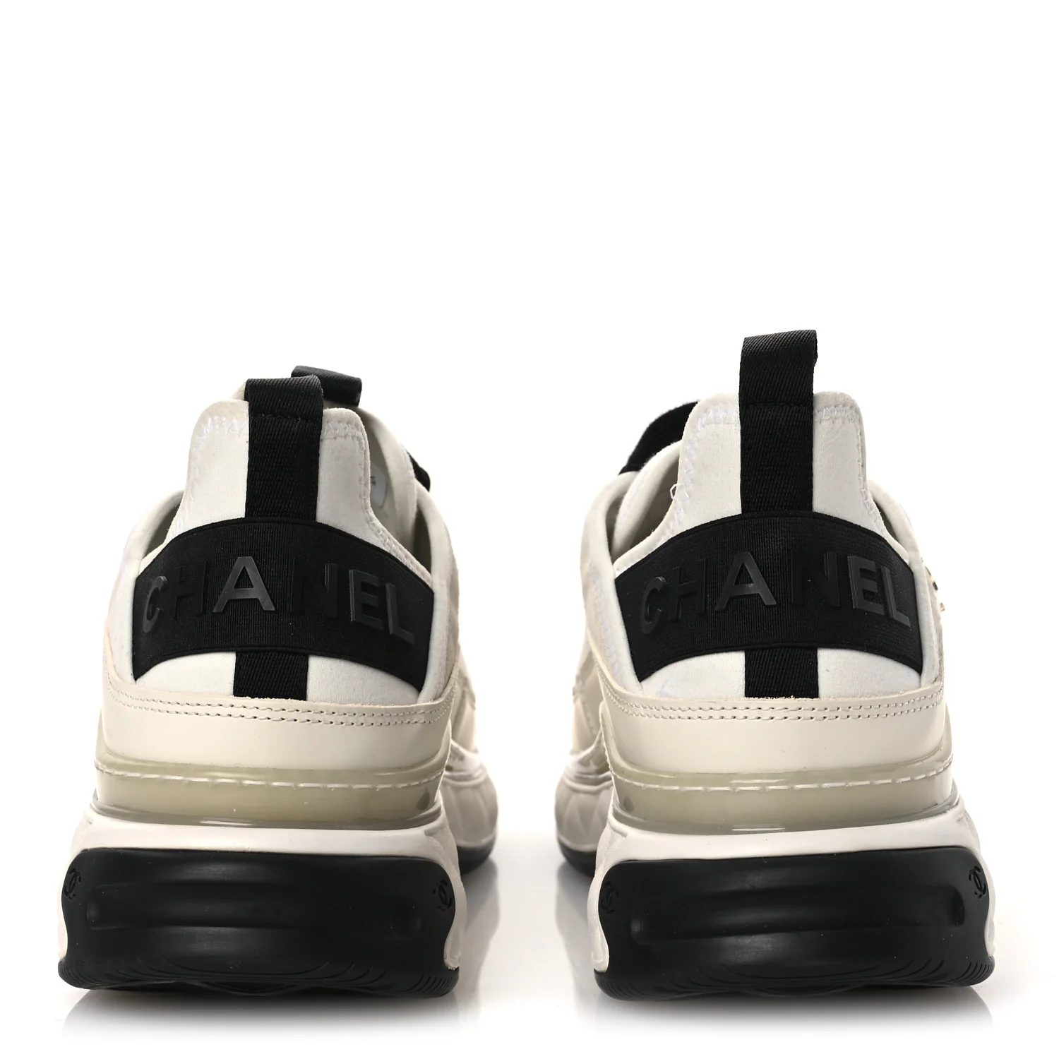 Velvet Calfskin Mixed Fibers CC Sneakers 40.5 Ivory Black