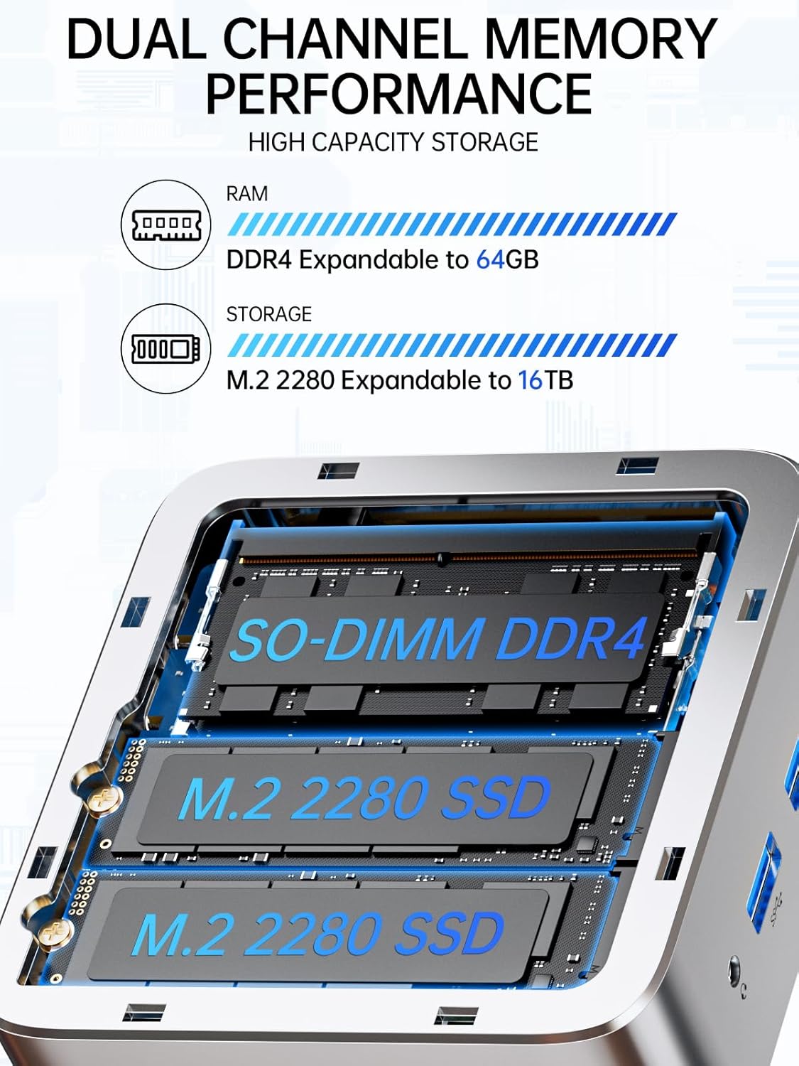GMKtec Mini PC Ryzen 5 3500U 1TB NVMe SSD 16GB DDR4 2.5GbE NIC LAN Office Home Desktop Computers  HTPC Proxmox  HDMI 2.1  USB-C  DP Triple 4K Display Nucbox G10