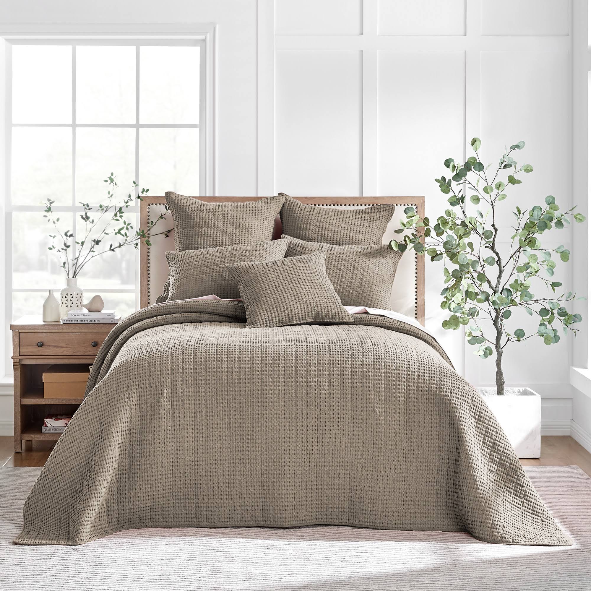 Levtex Home - Mills Waffle - King Bedspread Set - Taupe Cotton Waffle