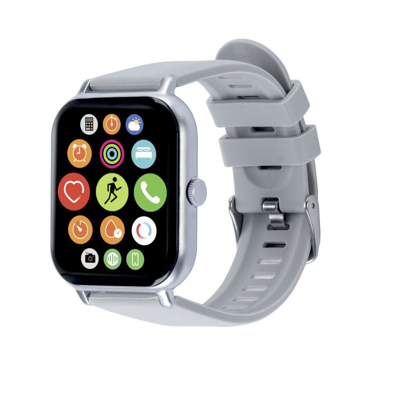 Montre connectée bluetooth carrée bracelet silicone L25cm (2 modèles noir ou blanc)