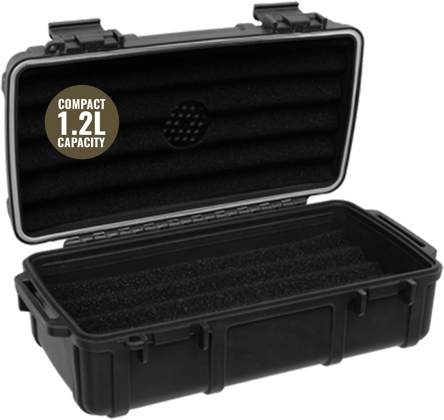 Caddy Waterproof Case with Airtight Gasket Seal, Black – Portable Heavy Duty Storage Box for Electronics & Valuables - Hard Case with Foam Interior, Carabiner & Lanyard for Camping, Hiking, Fishing