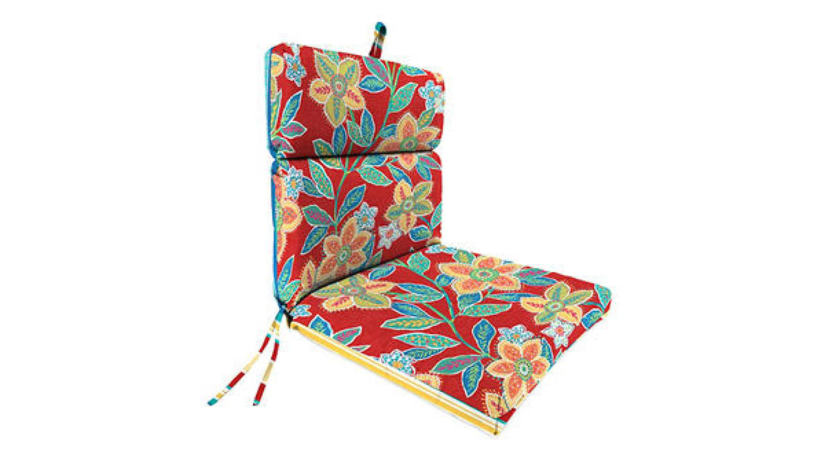 Jordan Manufacturing - Clyde Fire Floral & Stripe Reversible Outdoor Chair Cushion