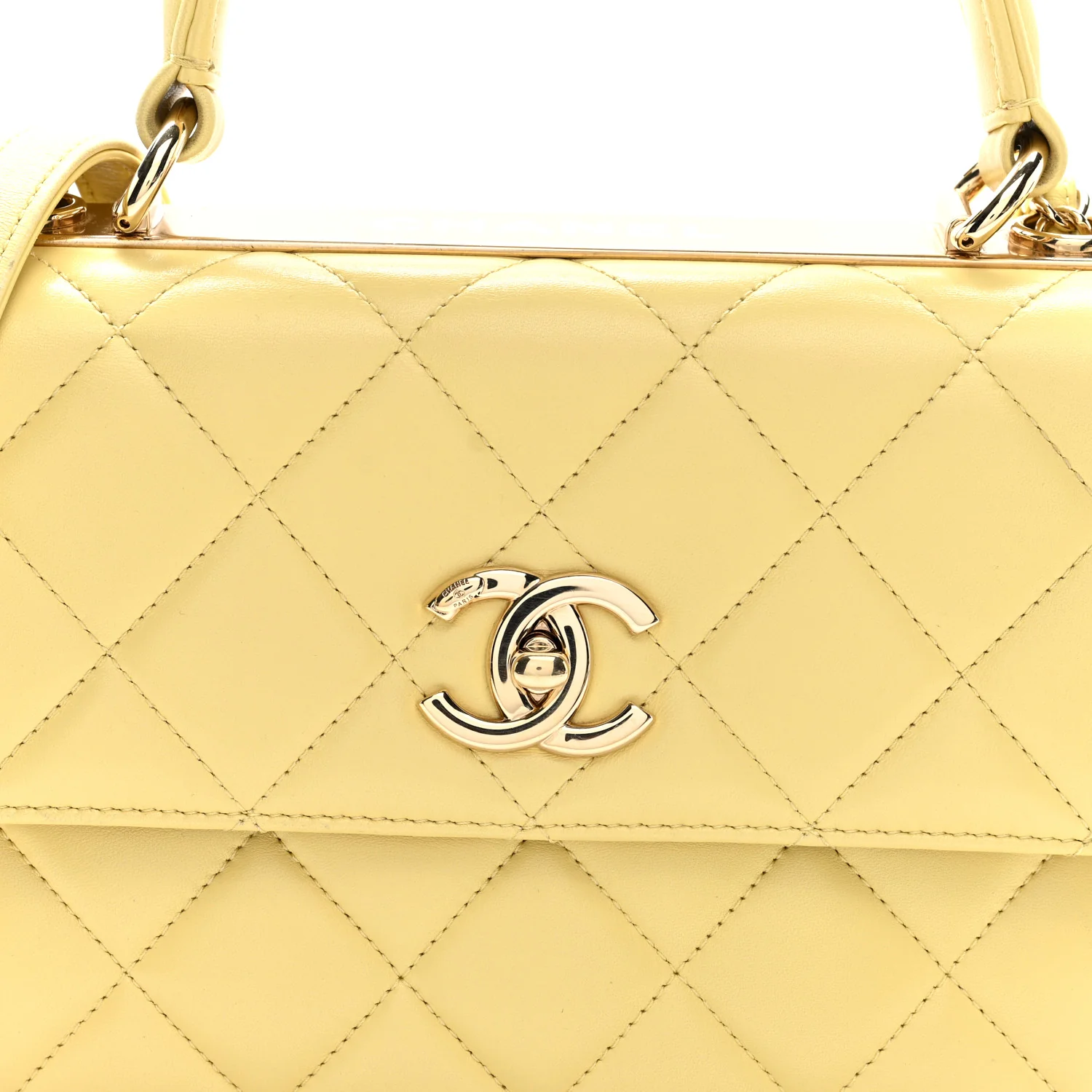 Lambskin Quilted Small Trendy CC Flap Dual Handle Bag Yellow