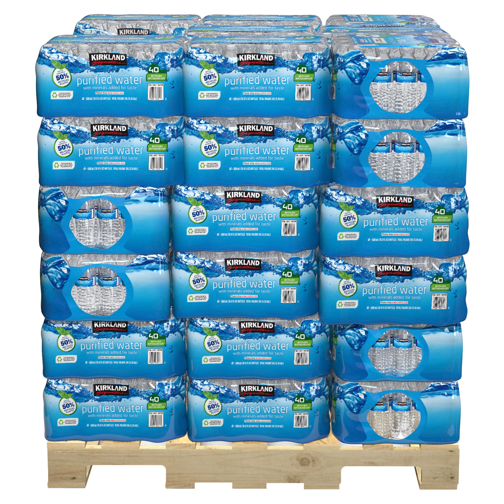 Kirkland Signature Bottled Water 16.9 Fl Oz, 40 - Count, 48 Case Pallet