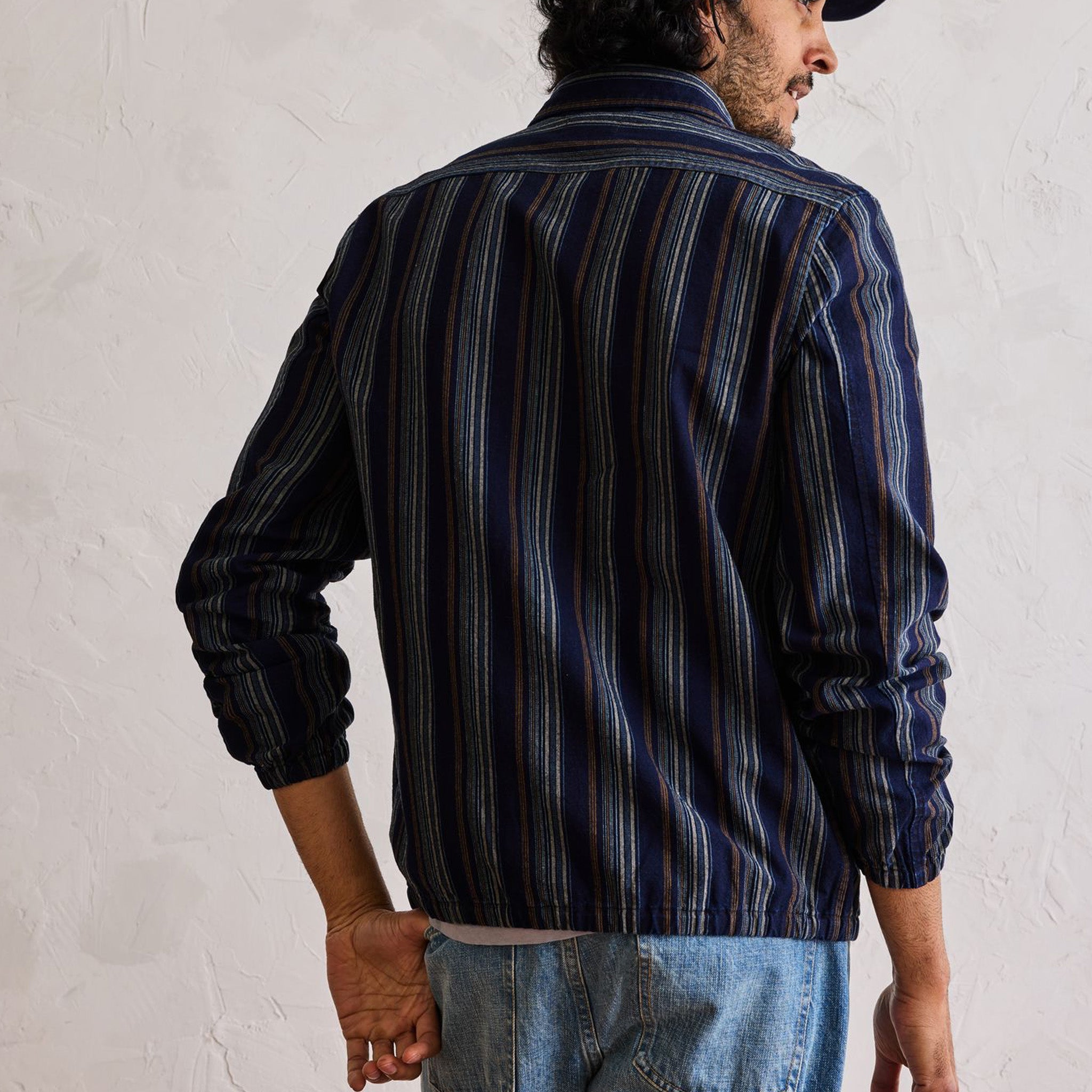 La veste Clark à rayures indigo