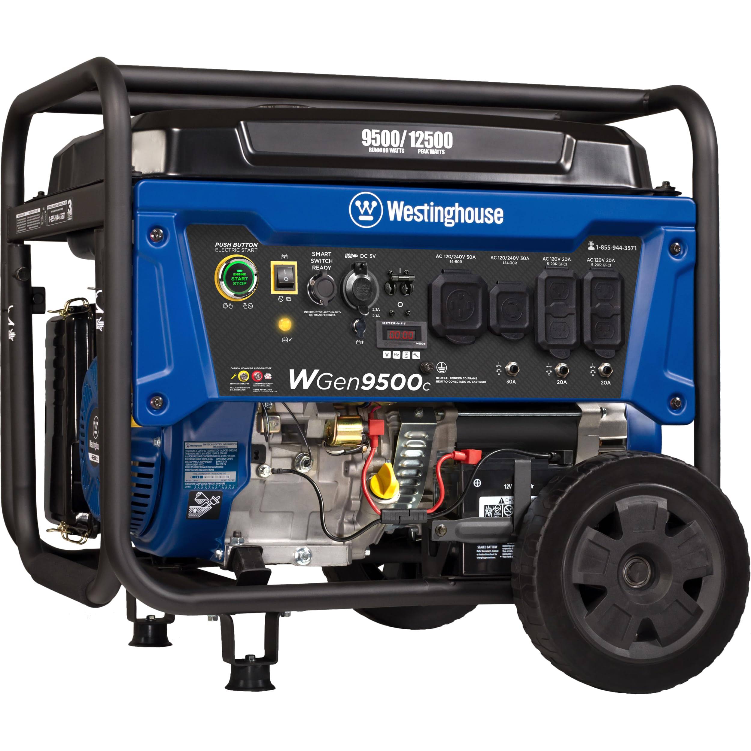 Westinghouse 12.500W Remote Electric Start Portable GAS Generator with Co Sensor