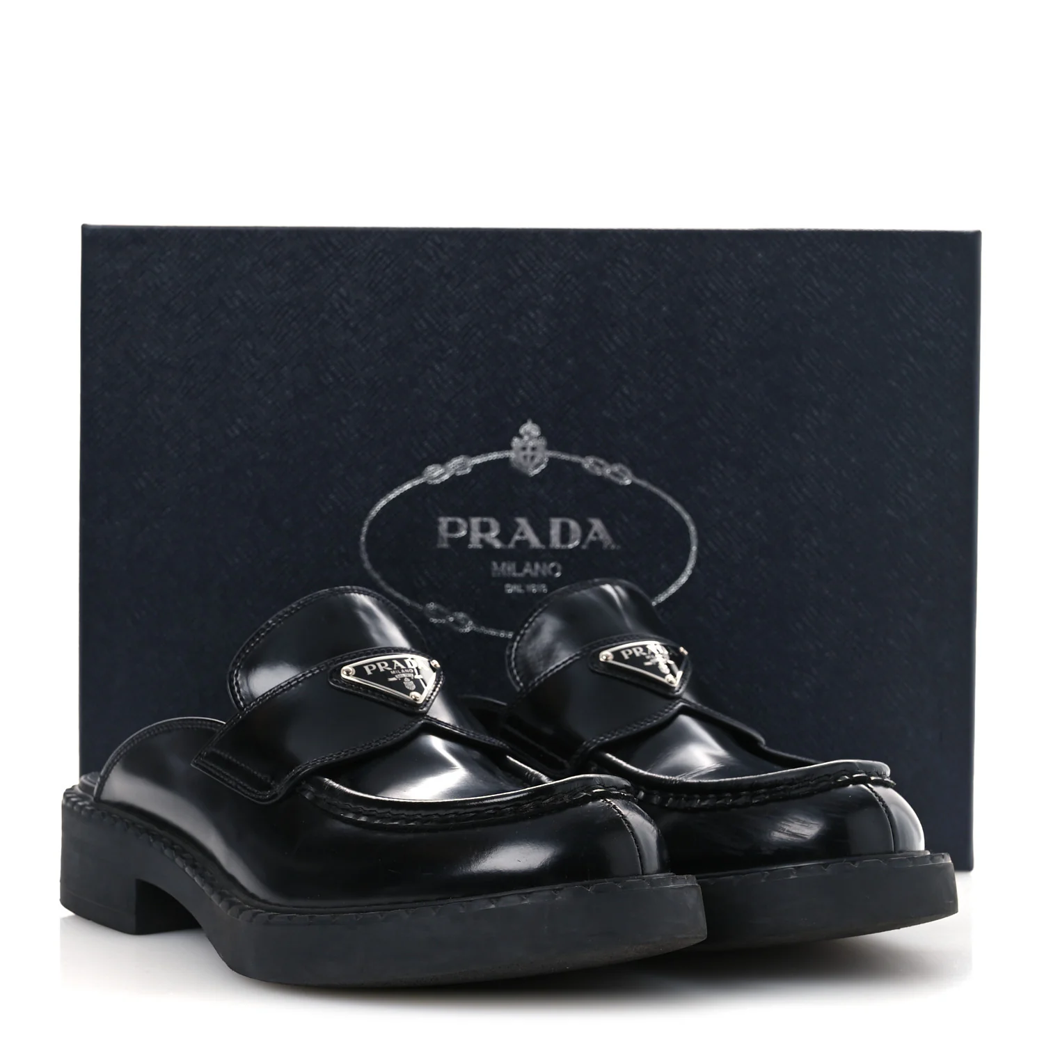 Spazzolato Triangle 40mm Loafer Mules 37 Black