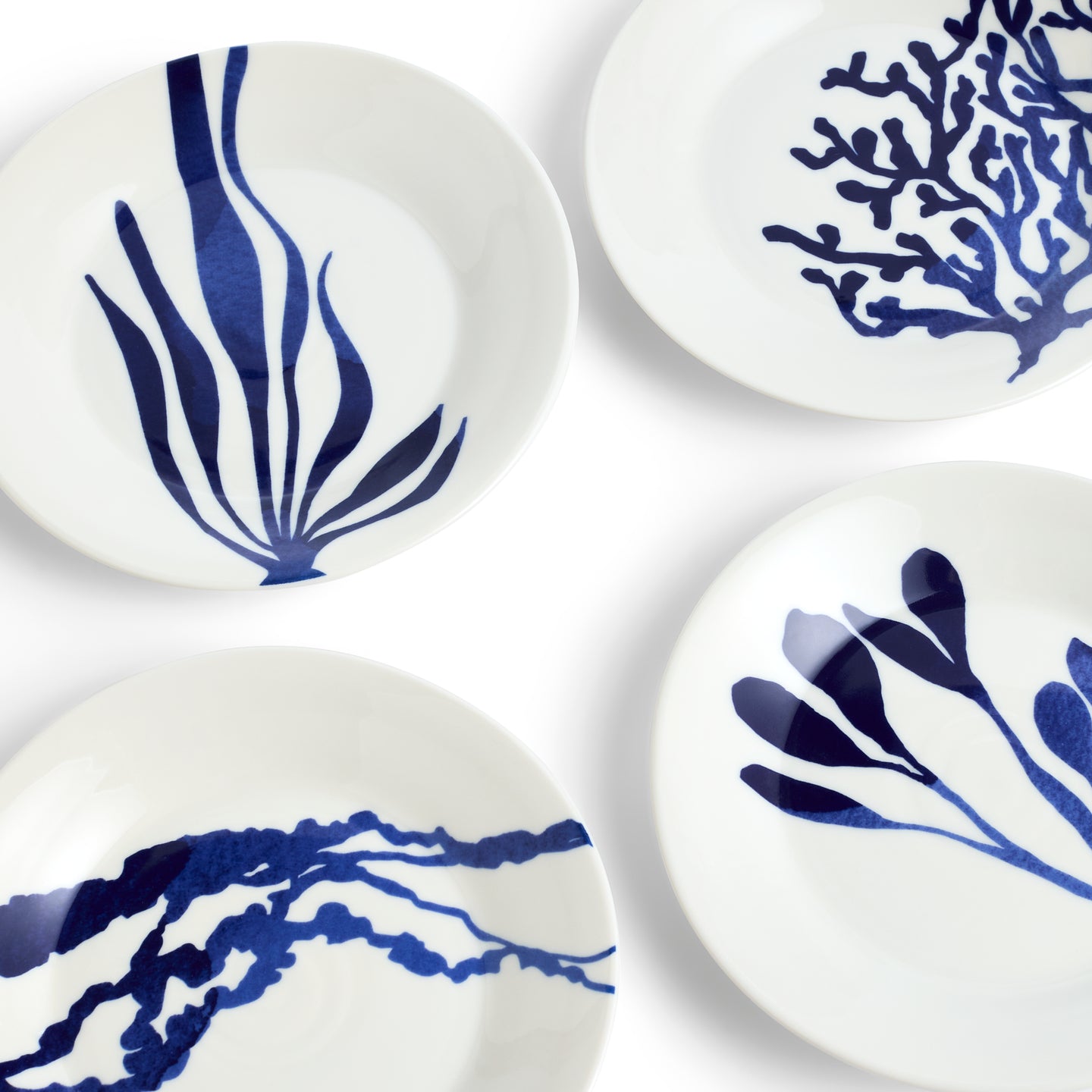 Pacific Coral Side Plates Mixed Patterns Blue, Set of 4