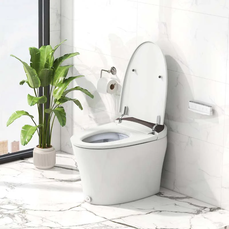 Elongated Smart Toilet, Bidet Toilet with Adjustable Heated Seat, Auto Open/Close, Foot Sensor, Dryer, Night Light & 1.16 GPF Automatic/Blackout Flush