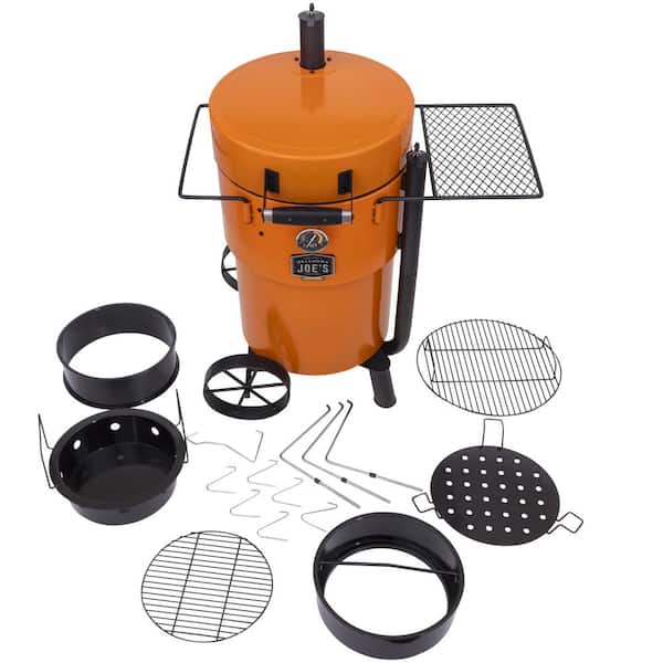 Bronco Pro Charcoal Drum Smoker and Grill in Orange with 366 sq in Cooking Space Image 3