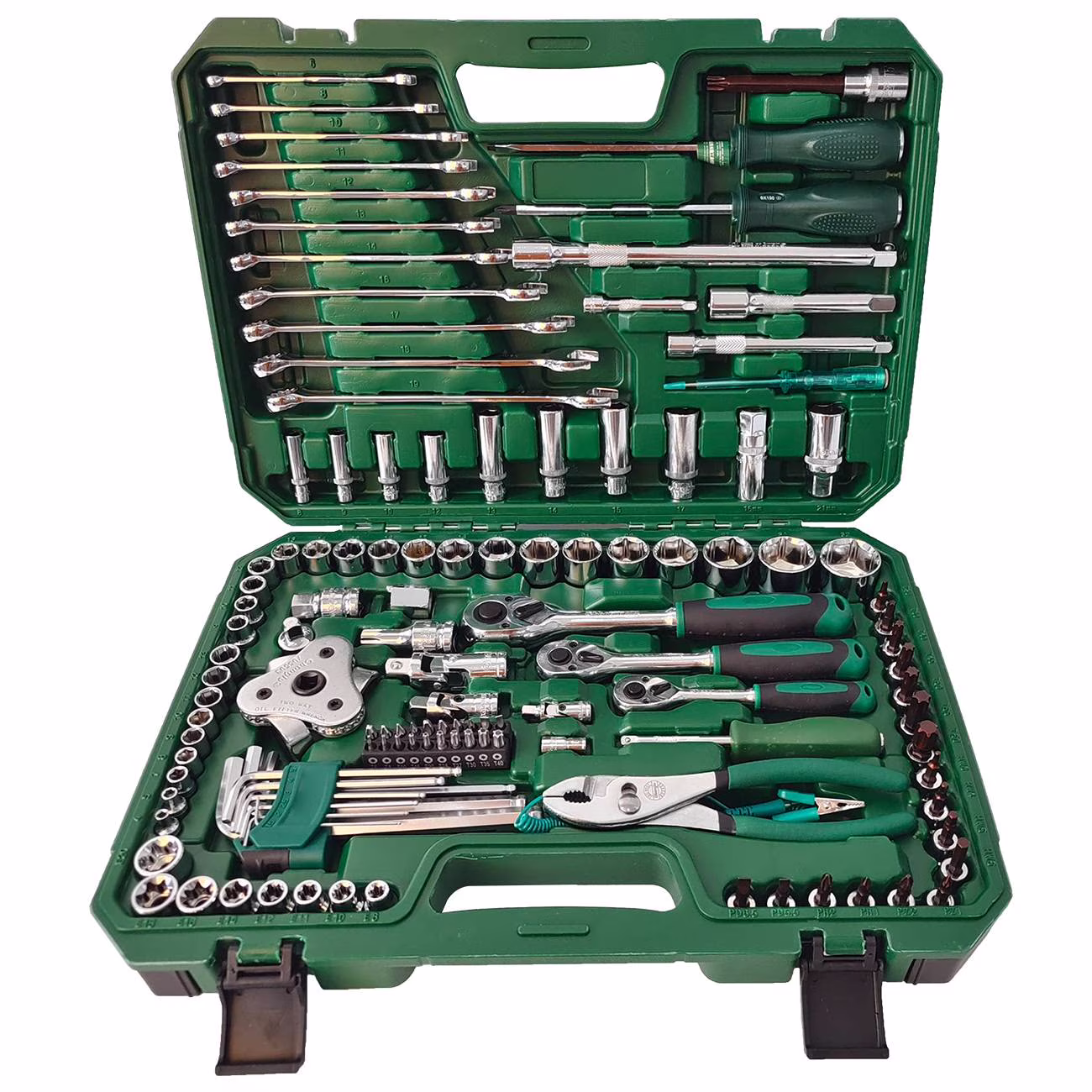 Dawot 124PC Mechanics Tool Set, Auto Repair Hand Tool Set, 1/2 1/4 & 3/8 Drive Socket Tool Set - Including Ratchet Set Metric Sockets Wrenches Sets for Auto Repair Machine Repair