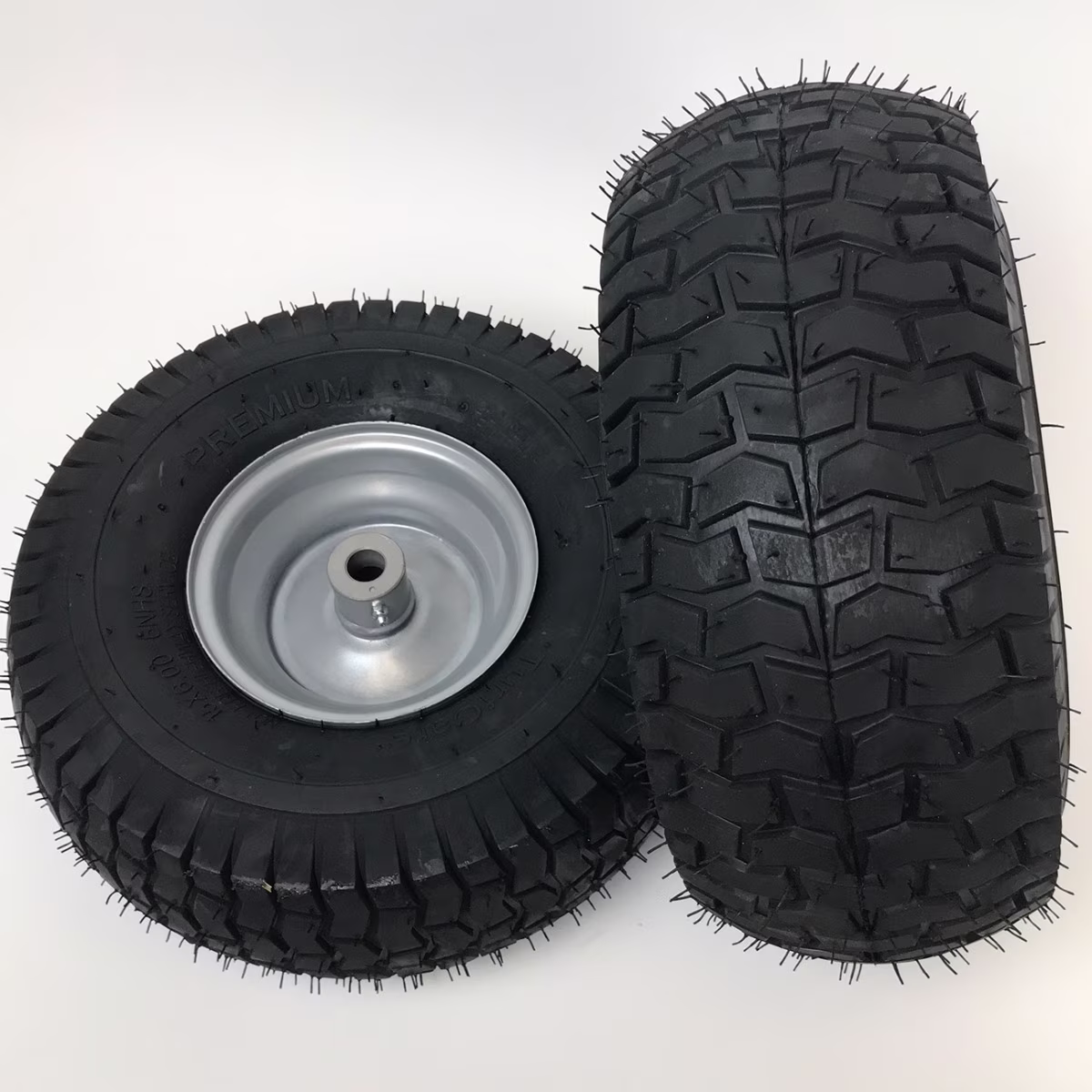Set of 2 15x6.00-6 Silver Lawn Mower Replacement Wheel Fits 3/4 Inch Axle
