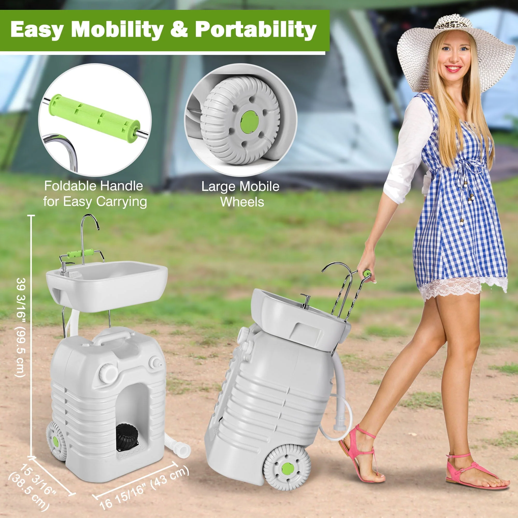 Hand Wash Station Portable Wash Sink Basin Stand 12 Gallon 45 L Camping Garden