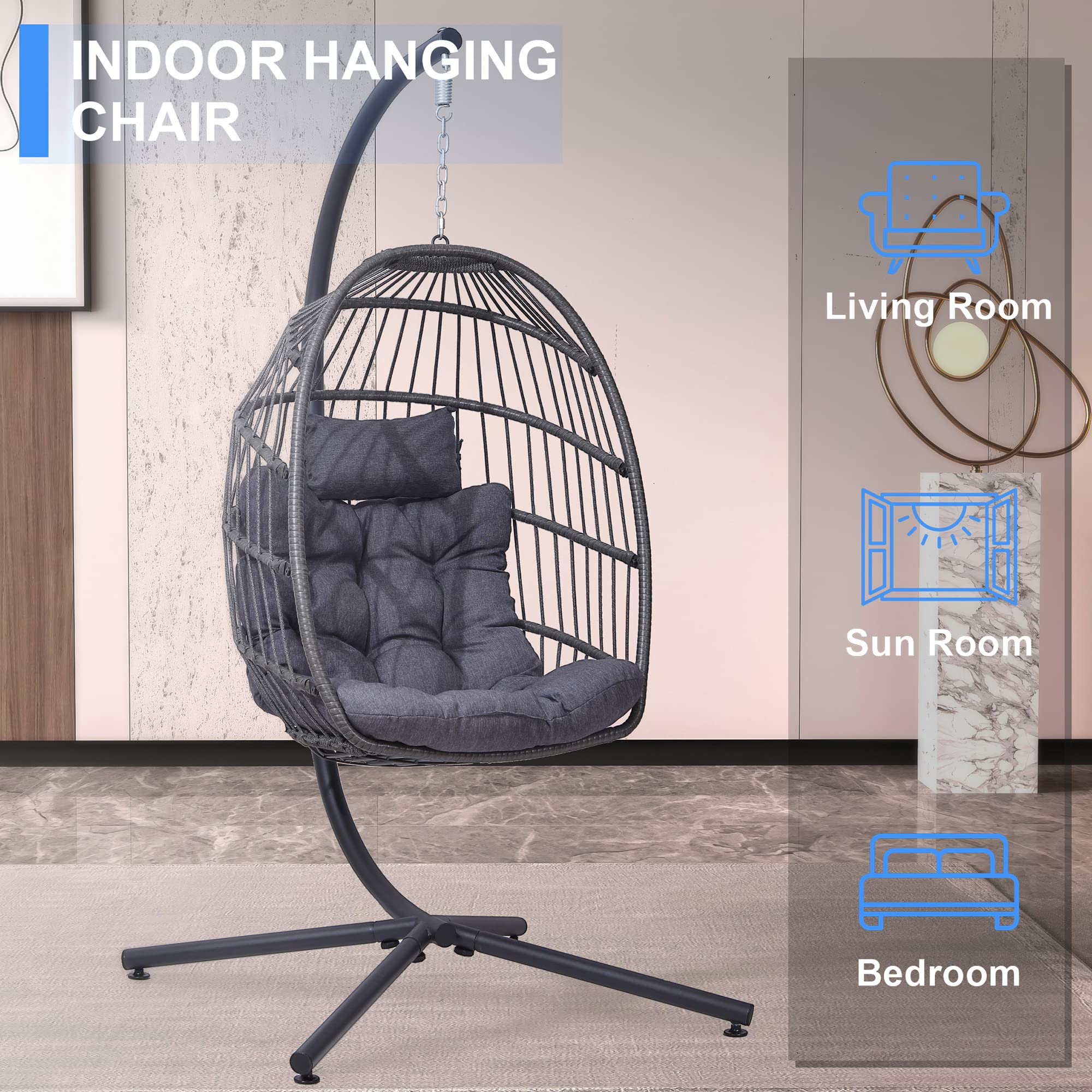 LEYCAY Egg Chair with Stand. Hanging Egg Swing Hammock Chair