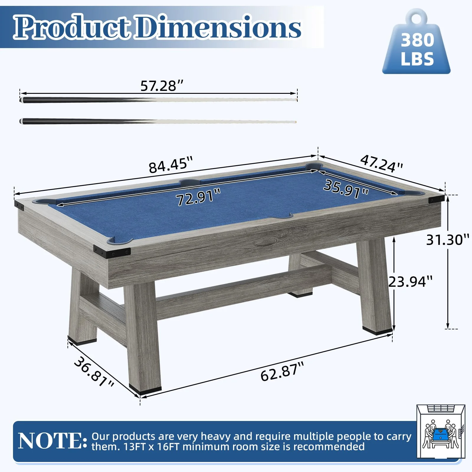AECOJOY 7FT Pool Table with Wood Finish Billiard Tables,  Professional Style Billiards Game Room Table Set