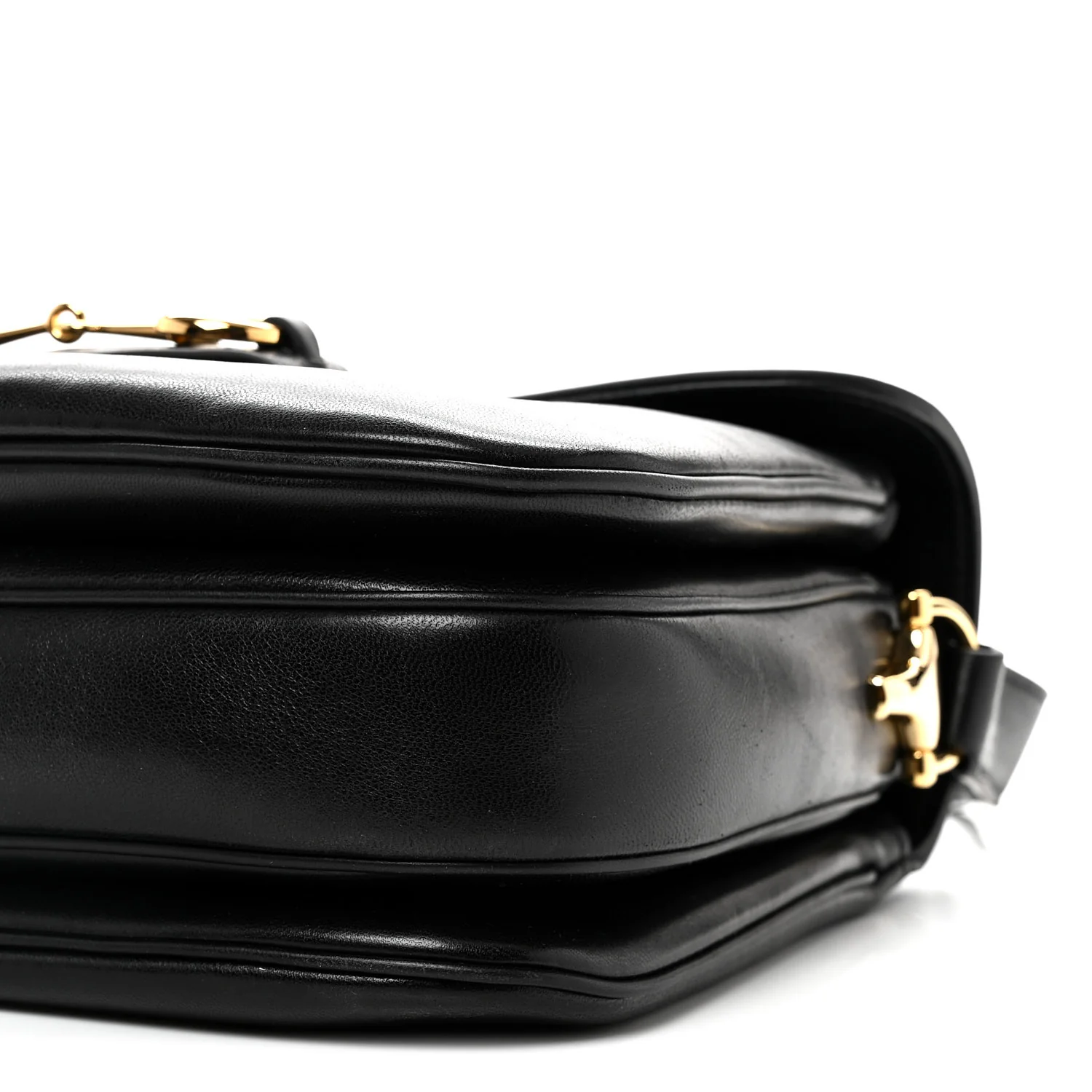Calfskin Horsebit 1955 Aura Small Shoulder Bag Black
