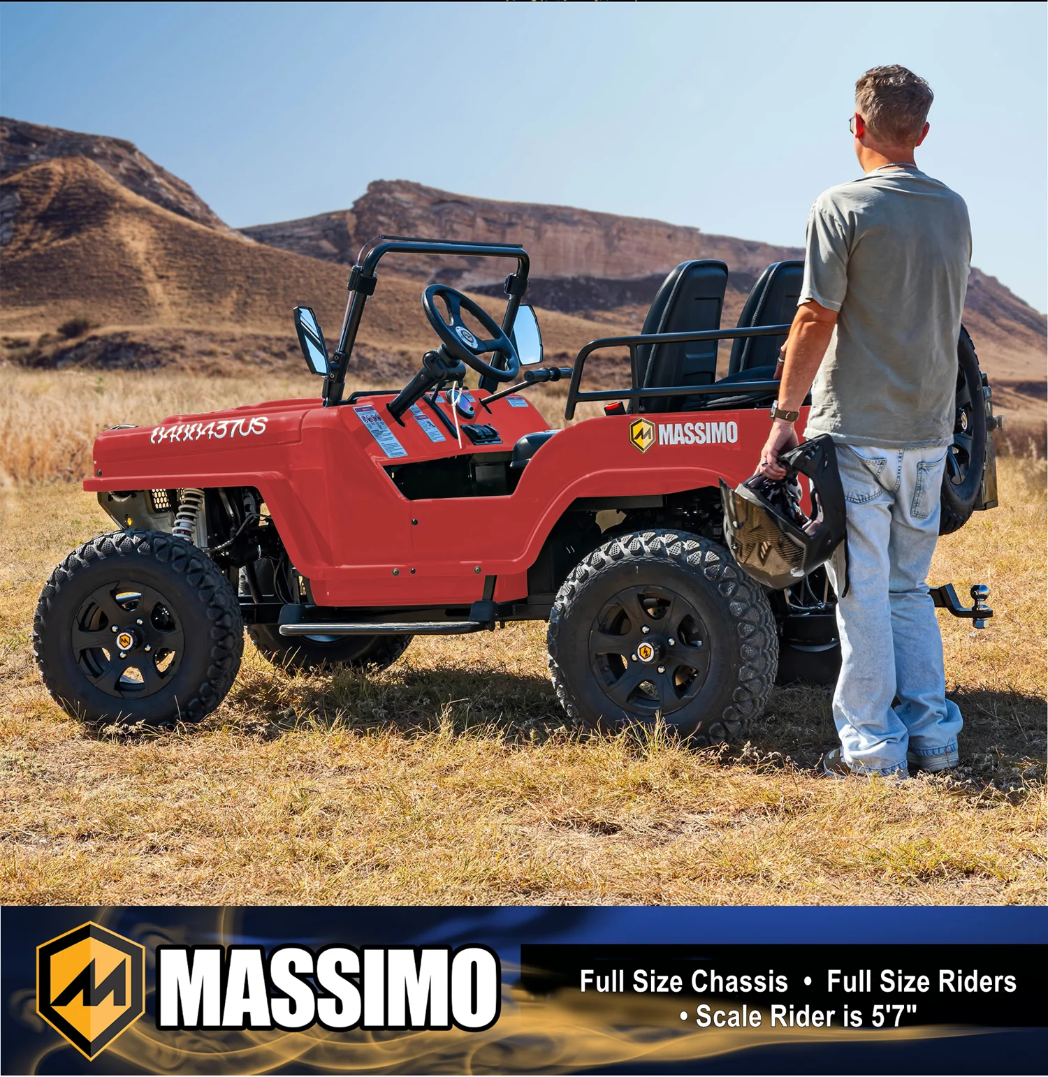 GKD350 Gas Go Kart �C 300cc 18HP 4-Stroke Automatic, 2-Seater Military Style �C Red(Red) - Image 6