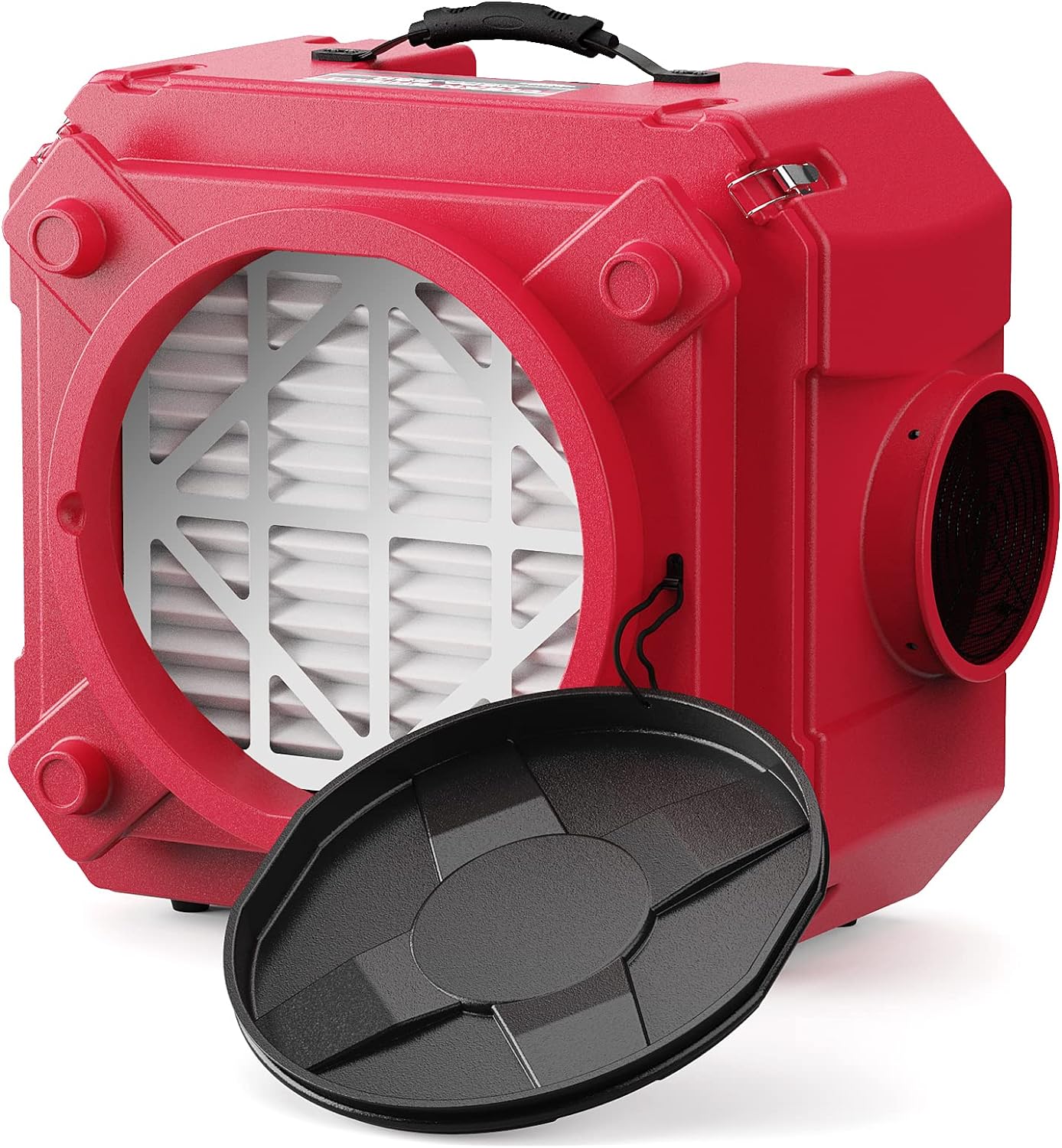 Purificateur d'air à filtration en 3 étapes, machine à pression négative empilable pour usage industriel et commercial, purificateur d'air robuste avec filtre MERV-10, filtre HEPA/charbon actif, rouge