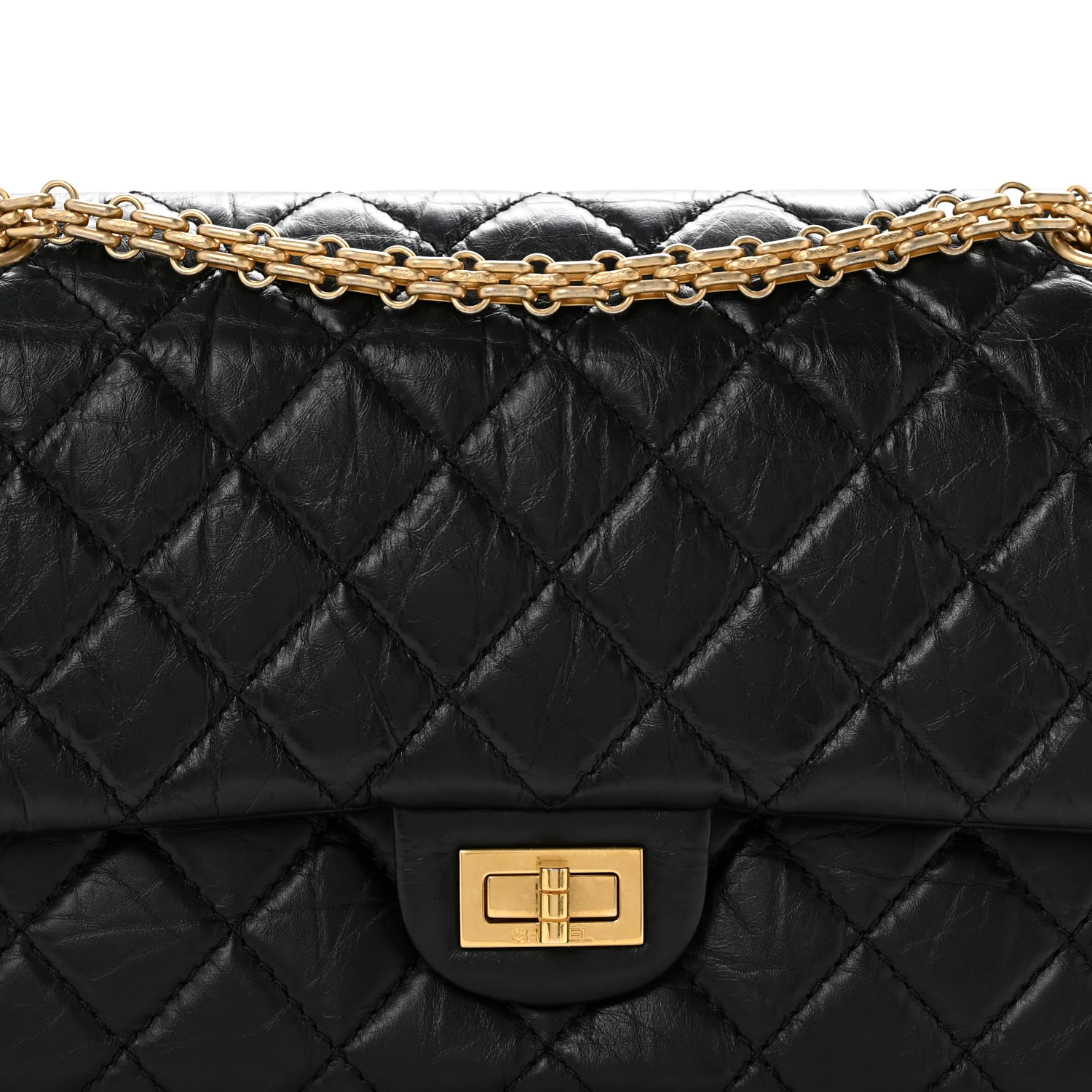 Aged Calfskin Quilted 2.55 Reissue 226 Flap Black