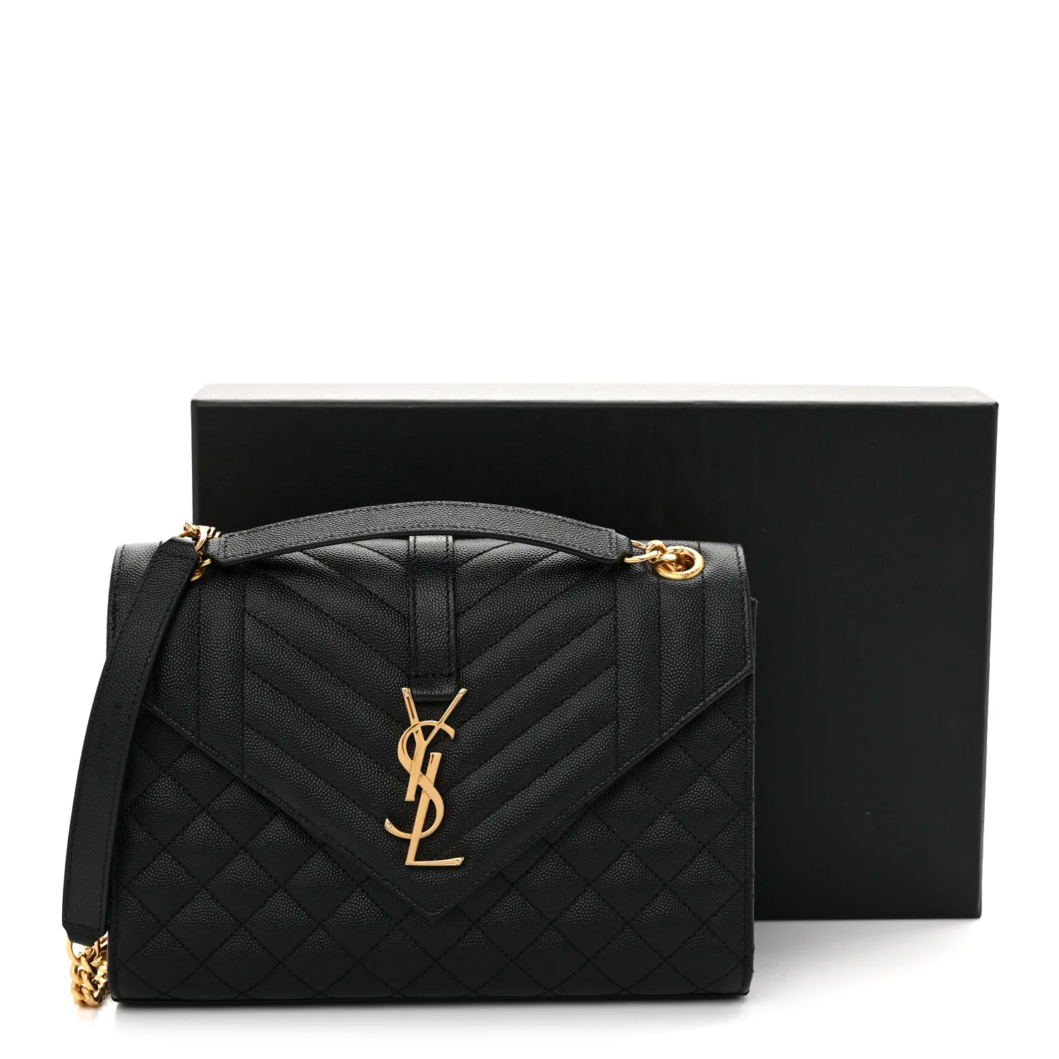Grain De Poudre Textured Mixed Matelasse Triquilt Medium Monogram Satchel Black