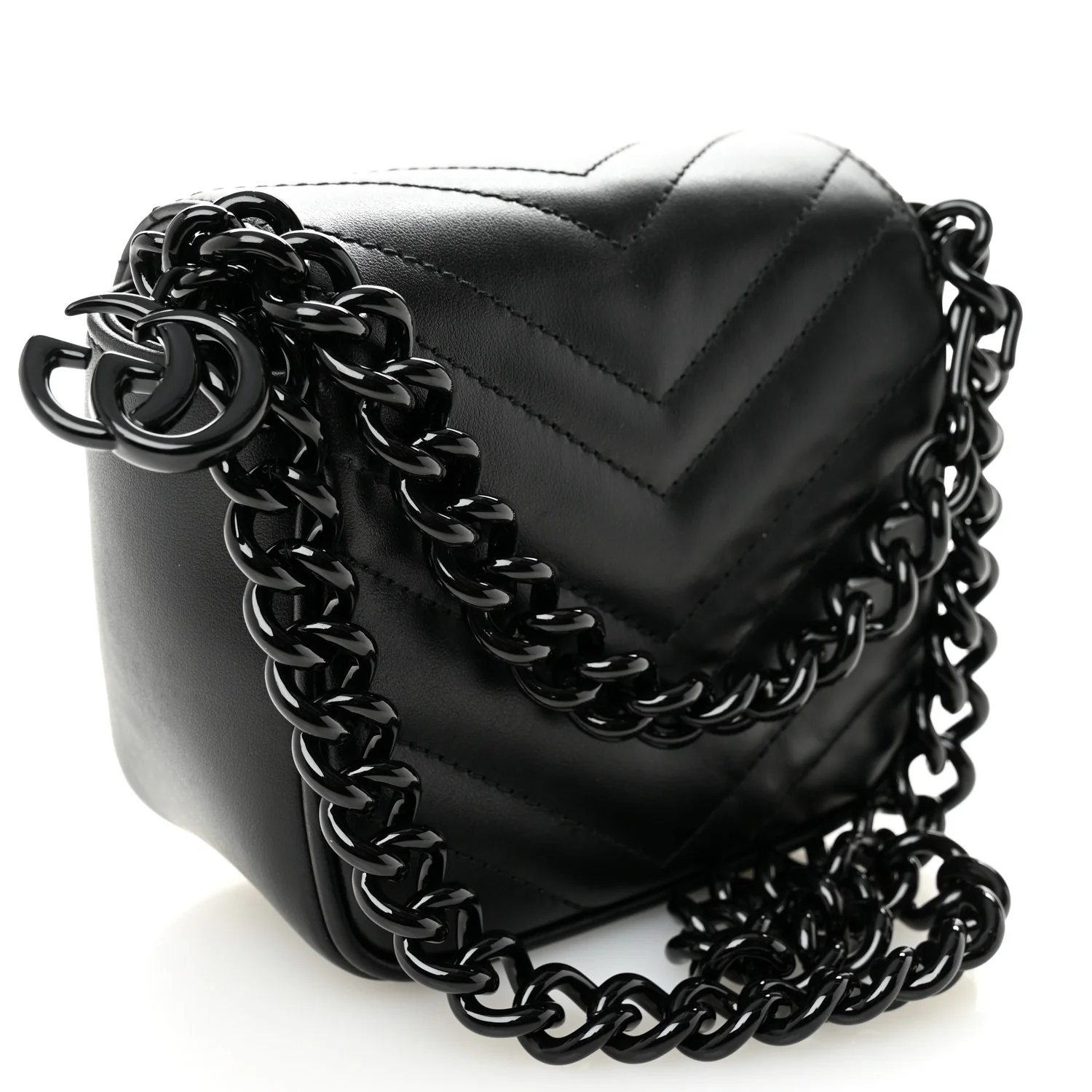 Calfskin Matelasse Monochrome GG Marmont Chain Mini Belt Bag Black