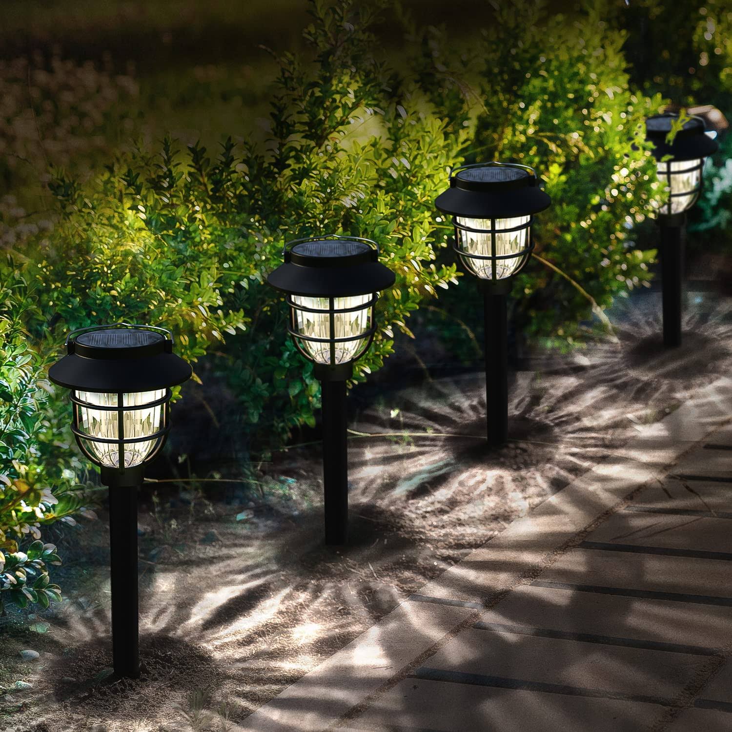 Springwind 10 Pack Solar Pathway Lights Outdoor - Bright Solar Powered Garden Lights with Warm White LED, Auto On/Off Waterproof Path Lights