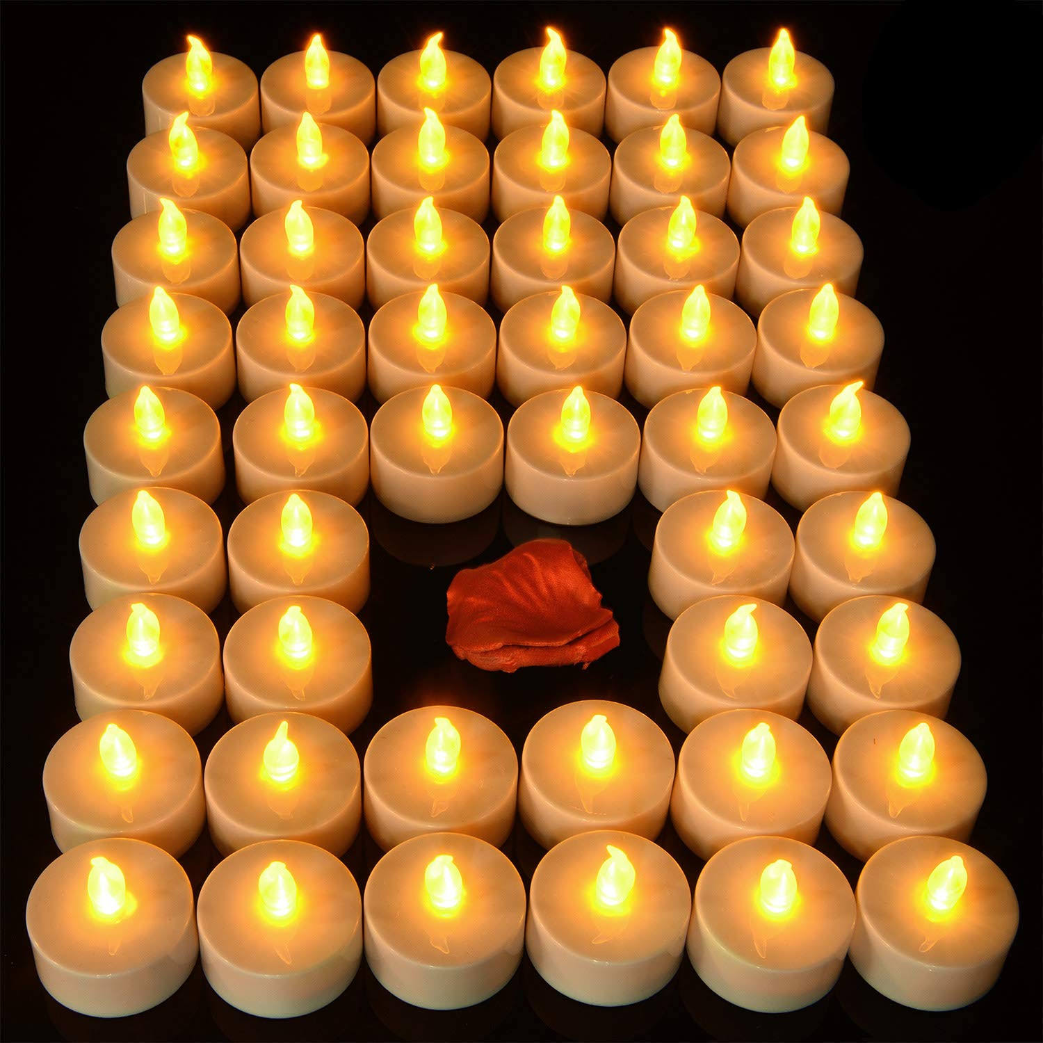 Pandaing 50 Pack Battery Operated Flameless Tea Lights LED Candles for Party, Weddings, Birthdays, Mother's Day, Halloween, Thanksgiving, Christmas