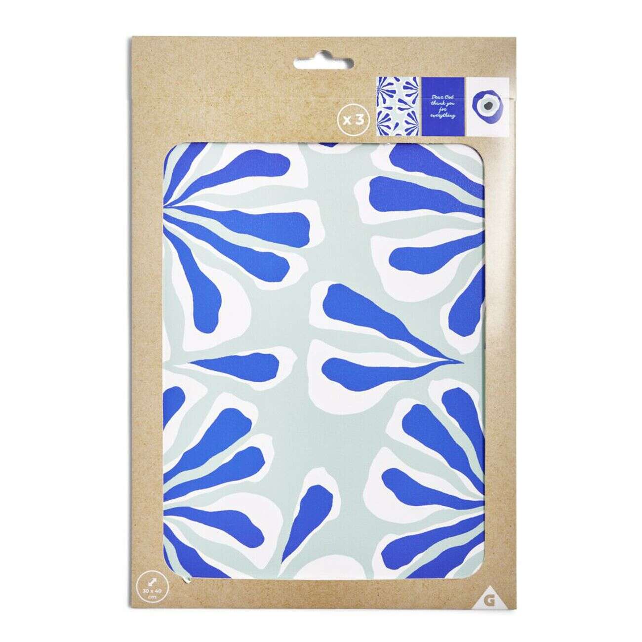 Affiche papier bleu et blanc 30x40cm