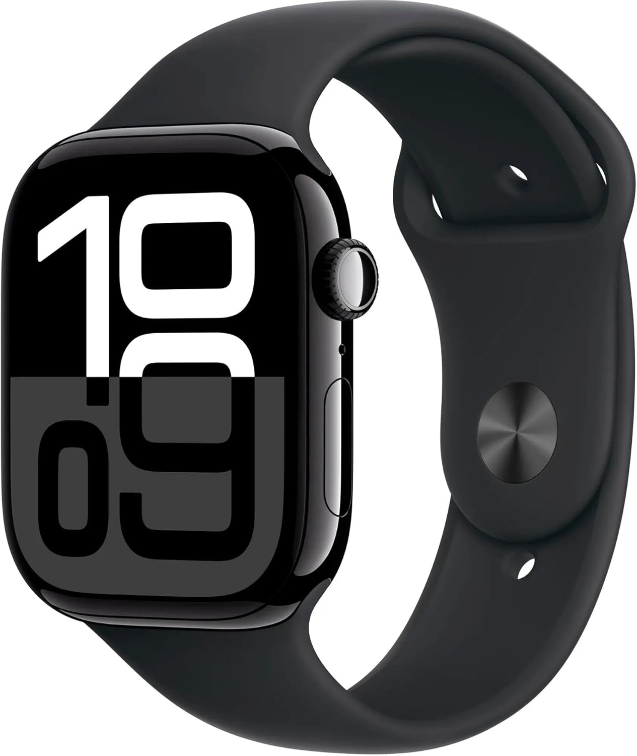 Apple Watch Series 10 [GPS + Cellular  46mm] - Jet Black Aluminum Case with Black Sport Band  M/L (Renewed)