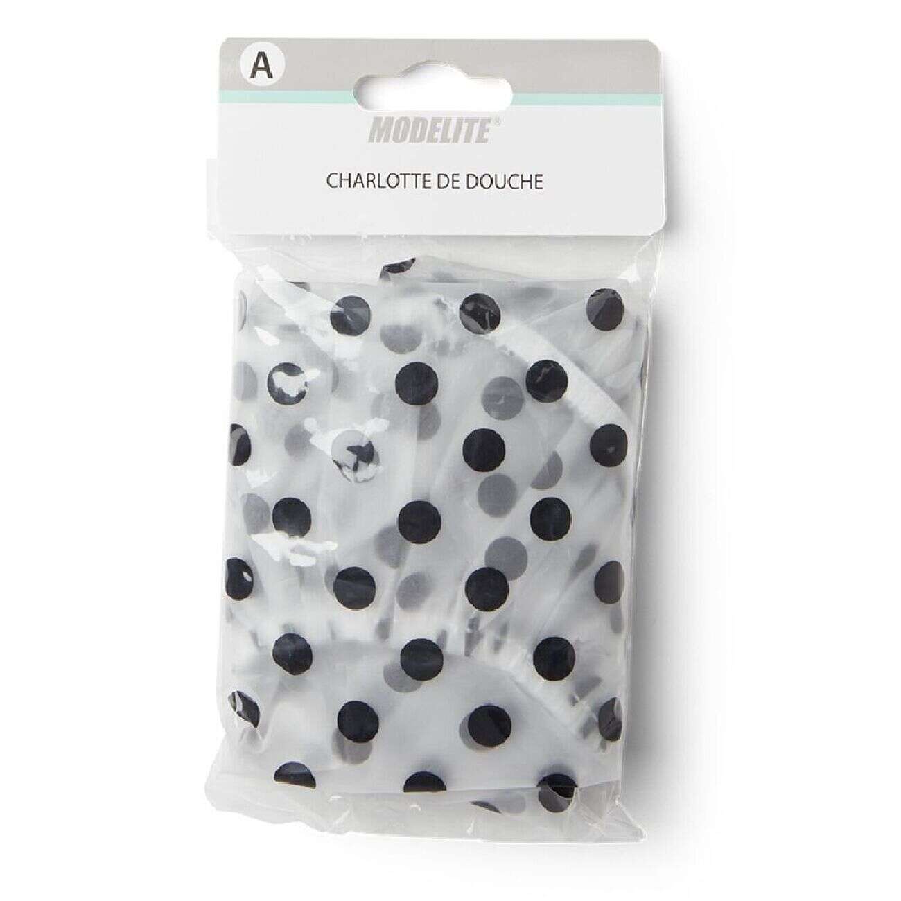 Charlotte de douche à pois plastique blanc et noir