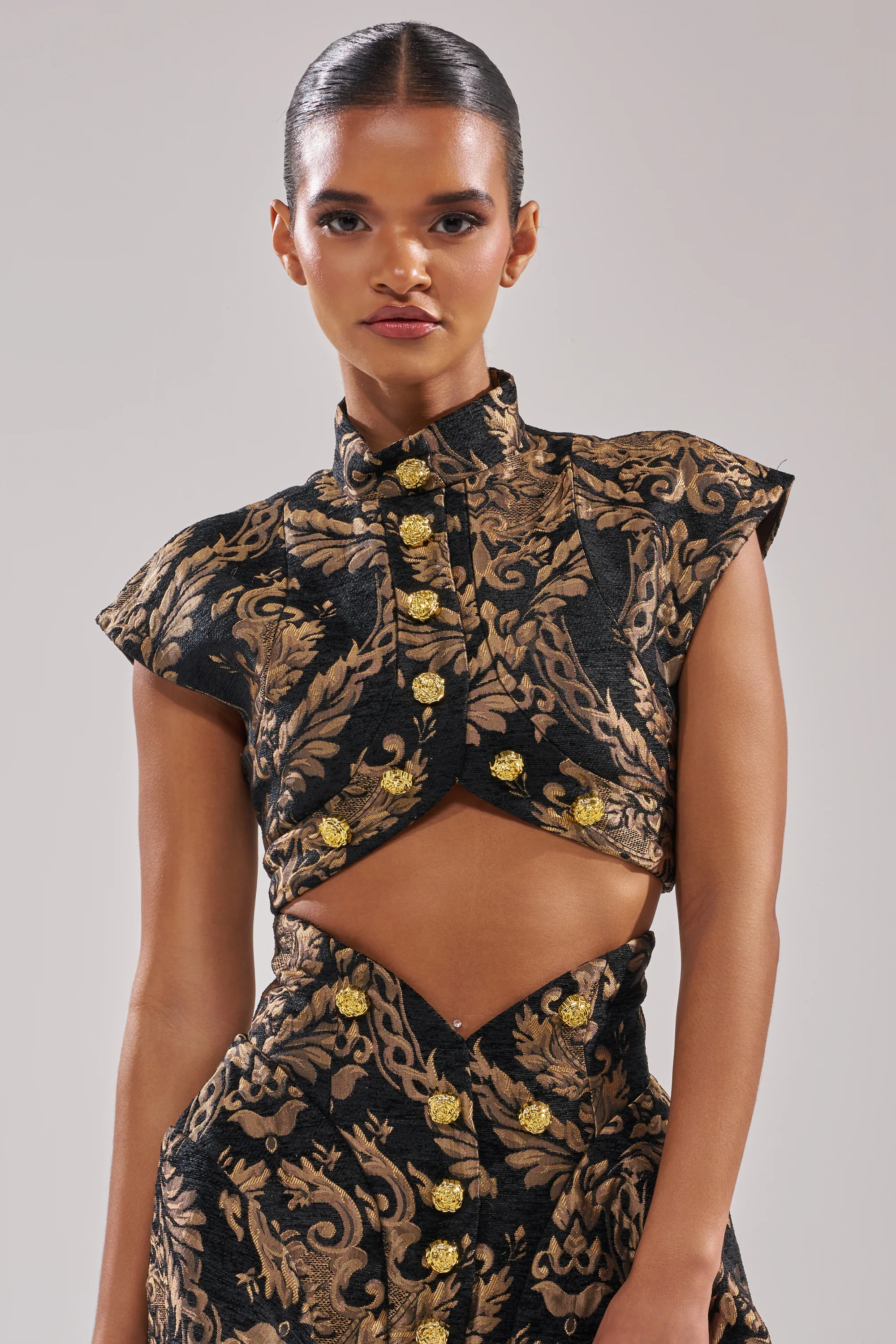 KAYLA BROCADE SLEEVELESS BLOUSE - Akira Store