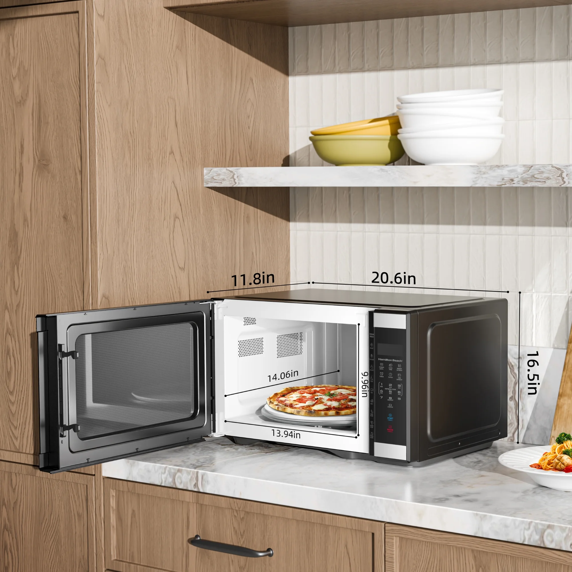 1.1 cu ft Countertop Microwave Oven, Black and Stainless Steel(Stainless Steel/ Black) - Image 7