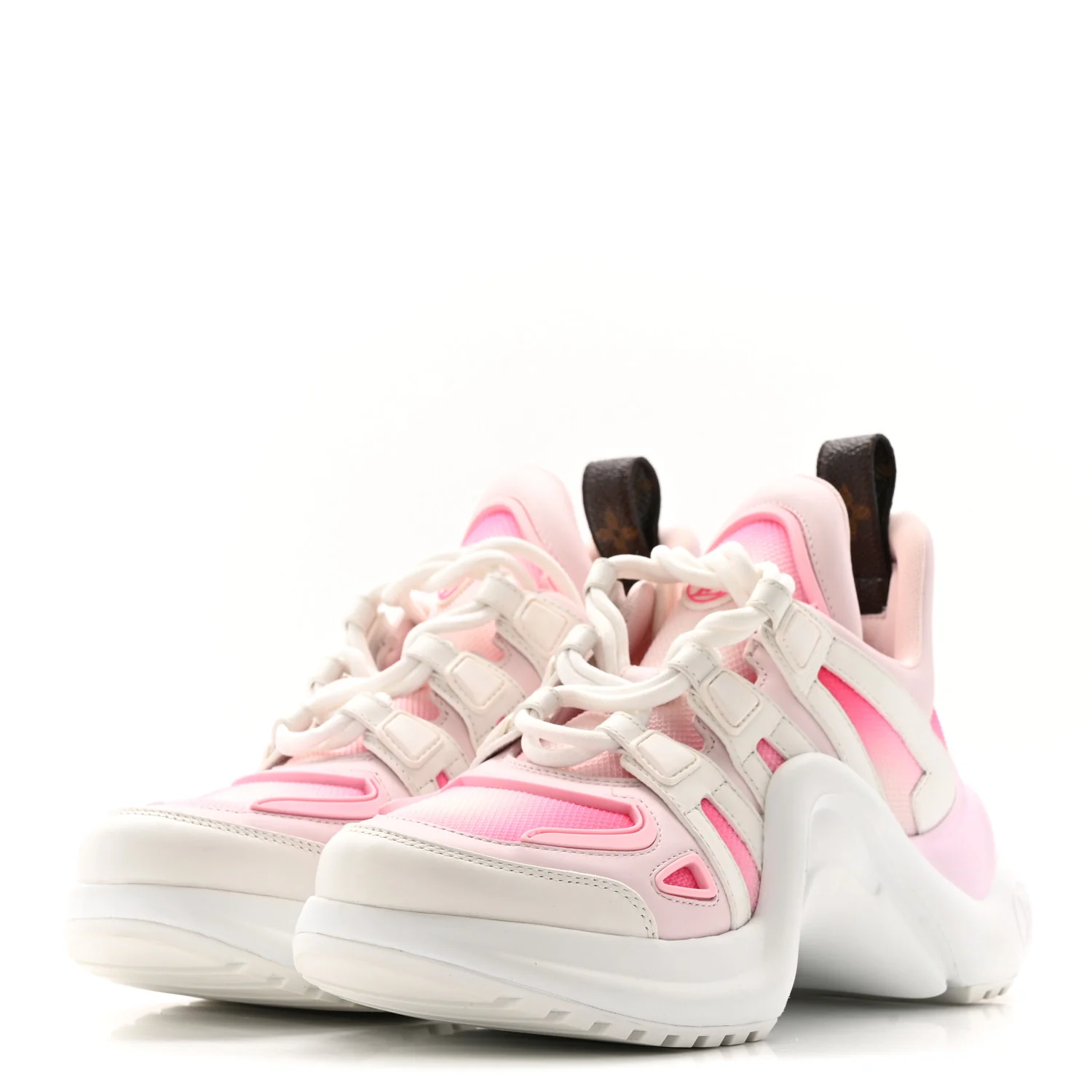 Calfskin Technical Nylon LV Archlight Sneakers 37 White Pink