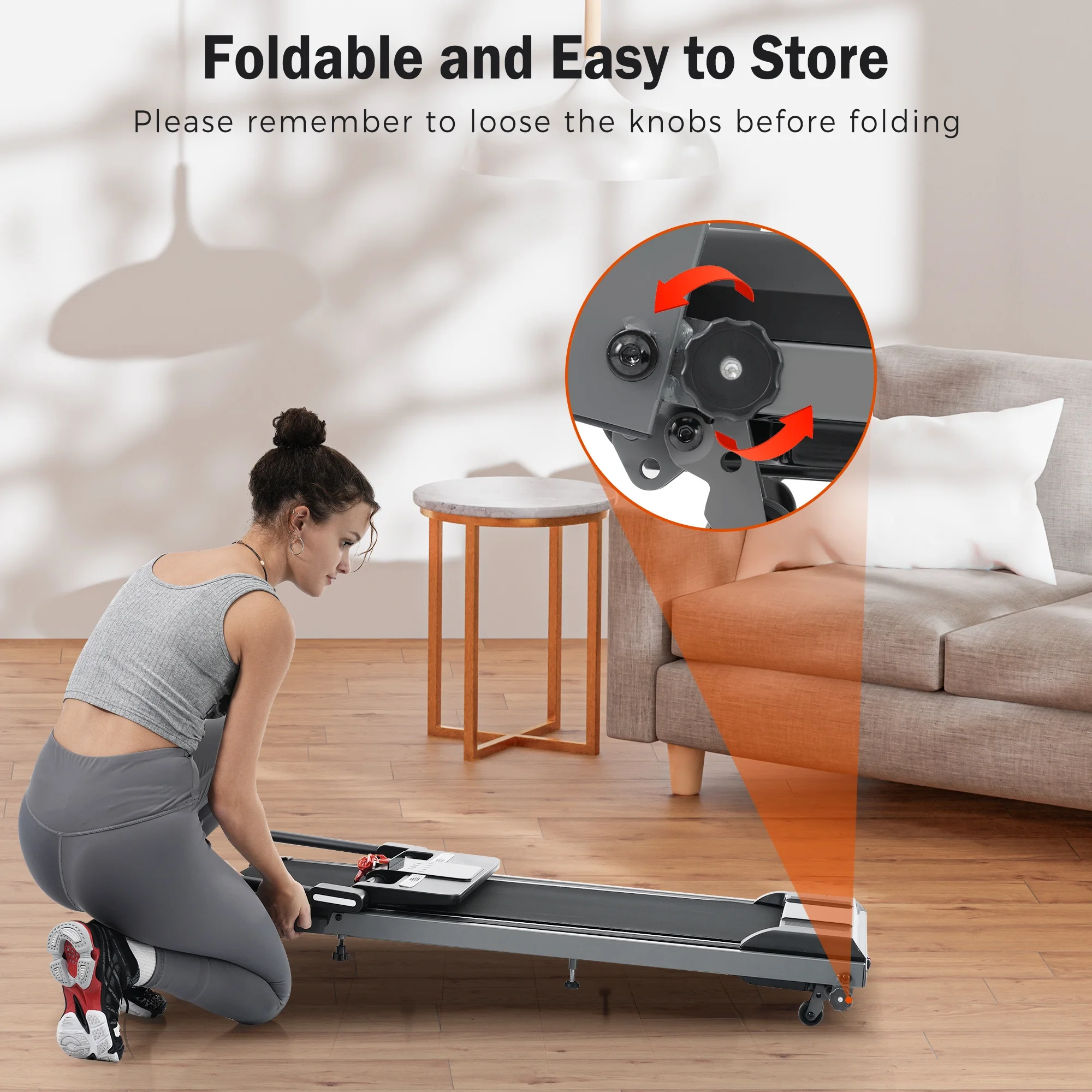 2.5HP Folding Treadmill with 7.5mph Speed, 265LBS Walking Exercise Treadmill with LED Display, 3-Level Incline and 12 Preset Program for Home Office - Image 3