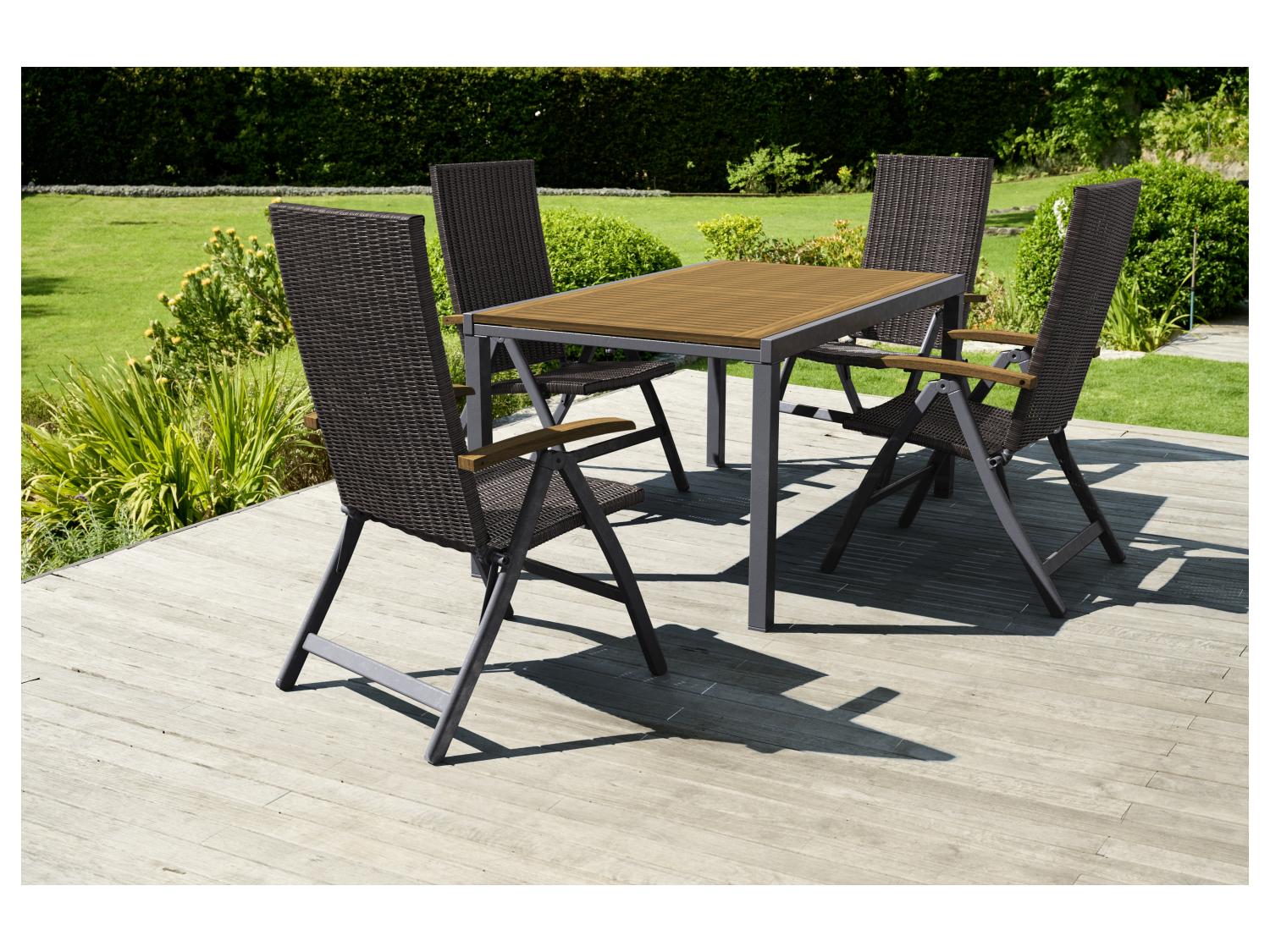 LIVARNO Table de jardin + Lot de 4 fauteuils Valencia