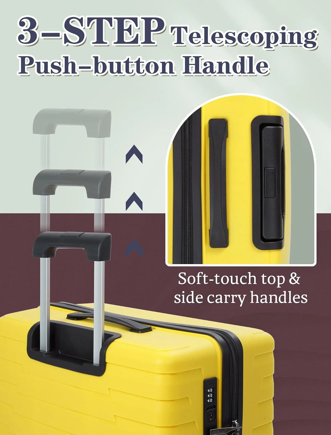 Ensemble de 5 valises à roulettes, valise rigide en ABS avec roulettes multidirectionnelles
