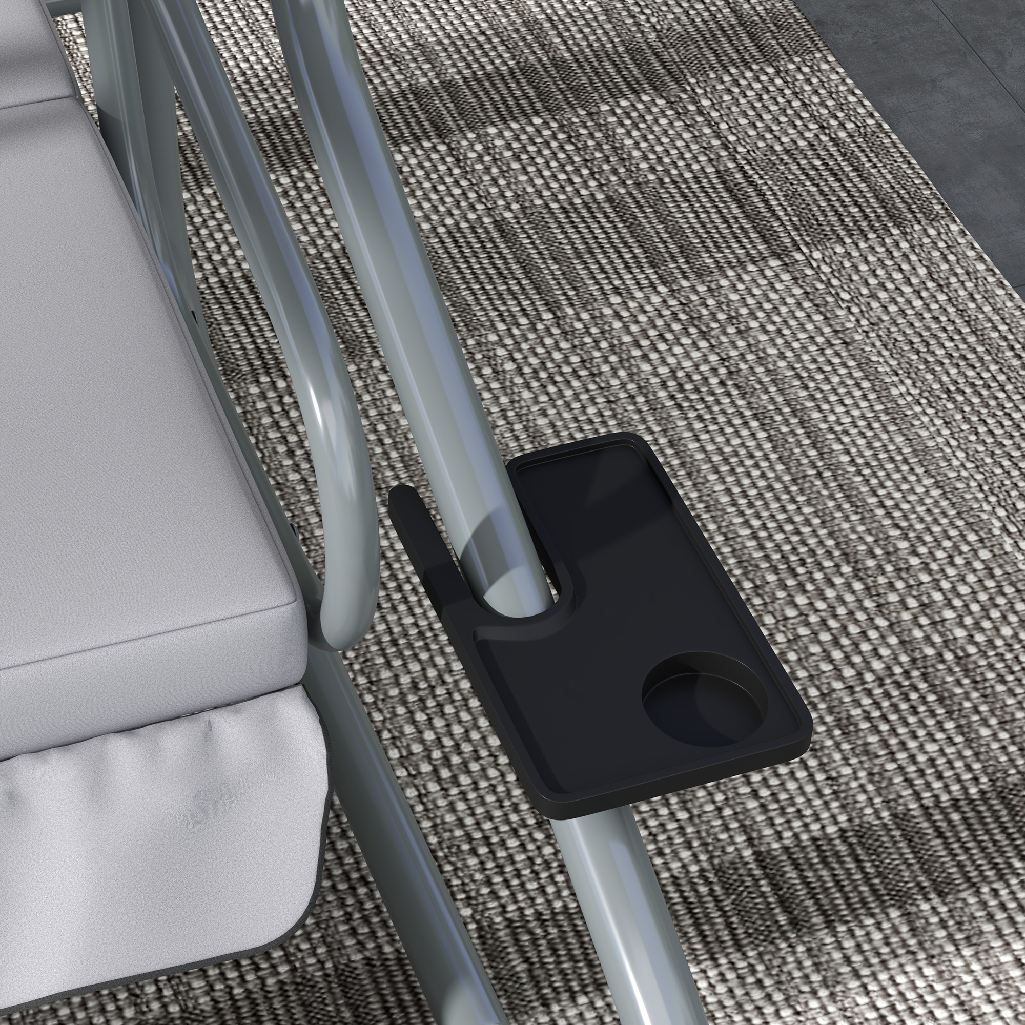 Outsunny 2-in-1 Hollywoodschommel met Ligfunctie, Verstelbaar Dak, tot 340 kg, Staal, 200x120x164 cm, Grijs