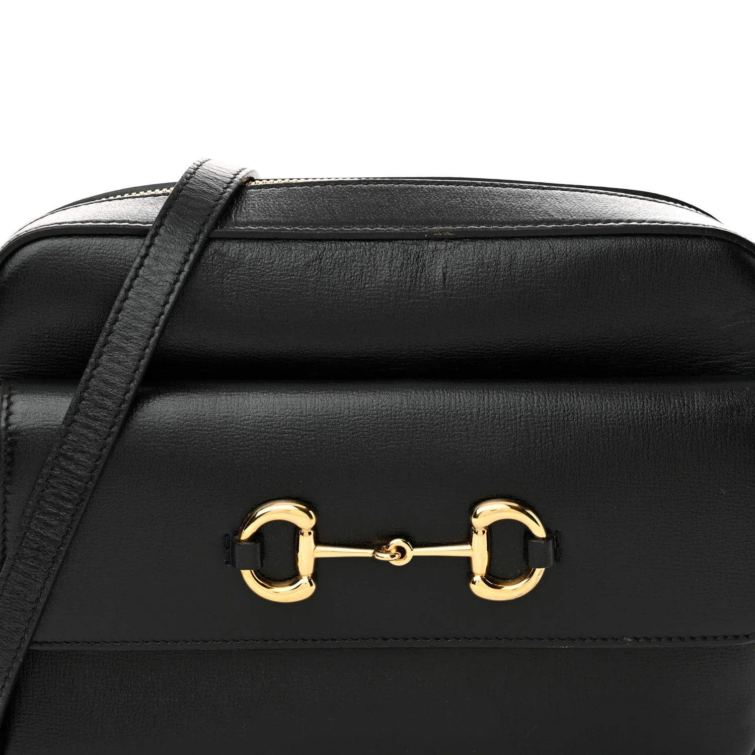 Textured Calfskin Small Horsebit 1955 Shoulder Bag Black