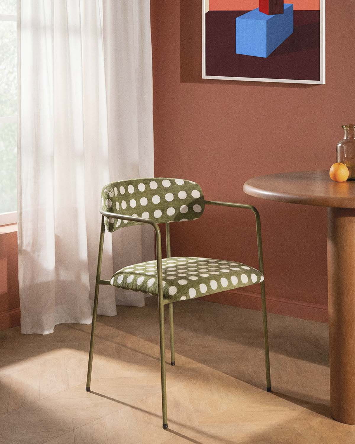 Myretia - Pack 2 Sillas de Comedor con Reposabrazos de Metal y Tela Myretia